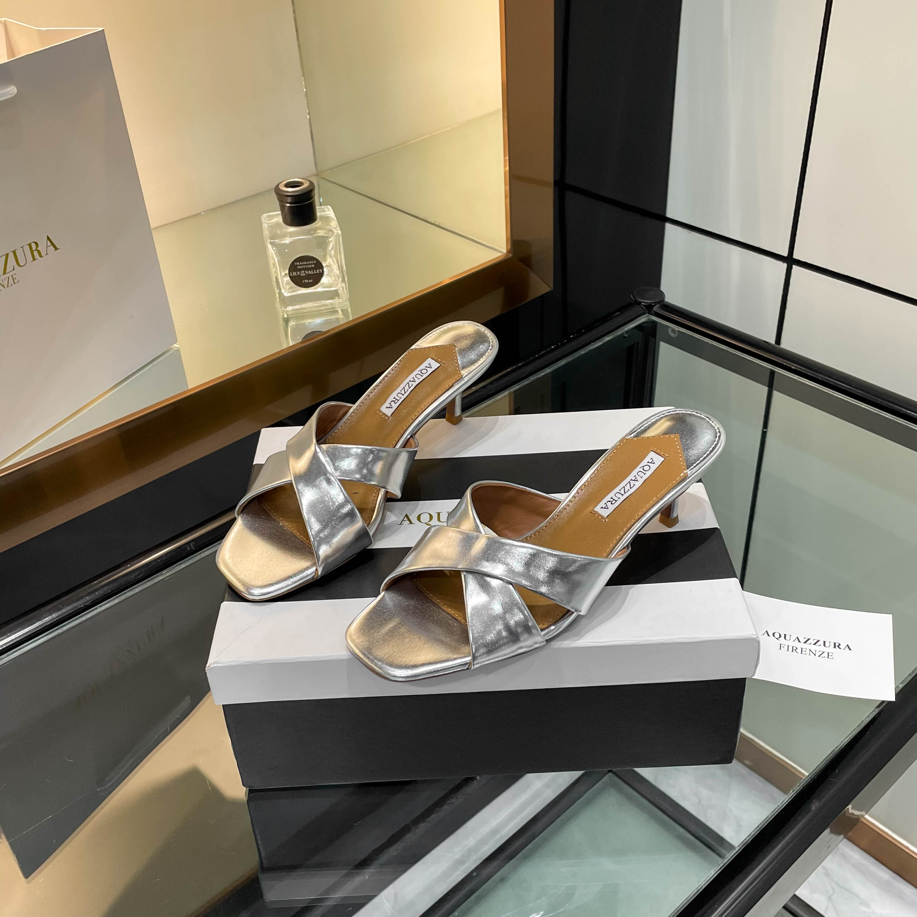 [Aquazzura] New Cross-Laced Slippers for Comfortable Walking, Silk & Italian Leather, $675 - 图片 8