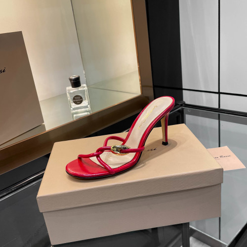 Gianvito Rossi Women's Red Leather Round Heel Sandals, Size 35-43 1 Gianvito Rossi Women's Red Leather Round Heel Sandals, Size 35-43
