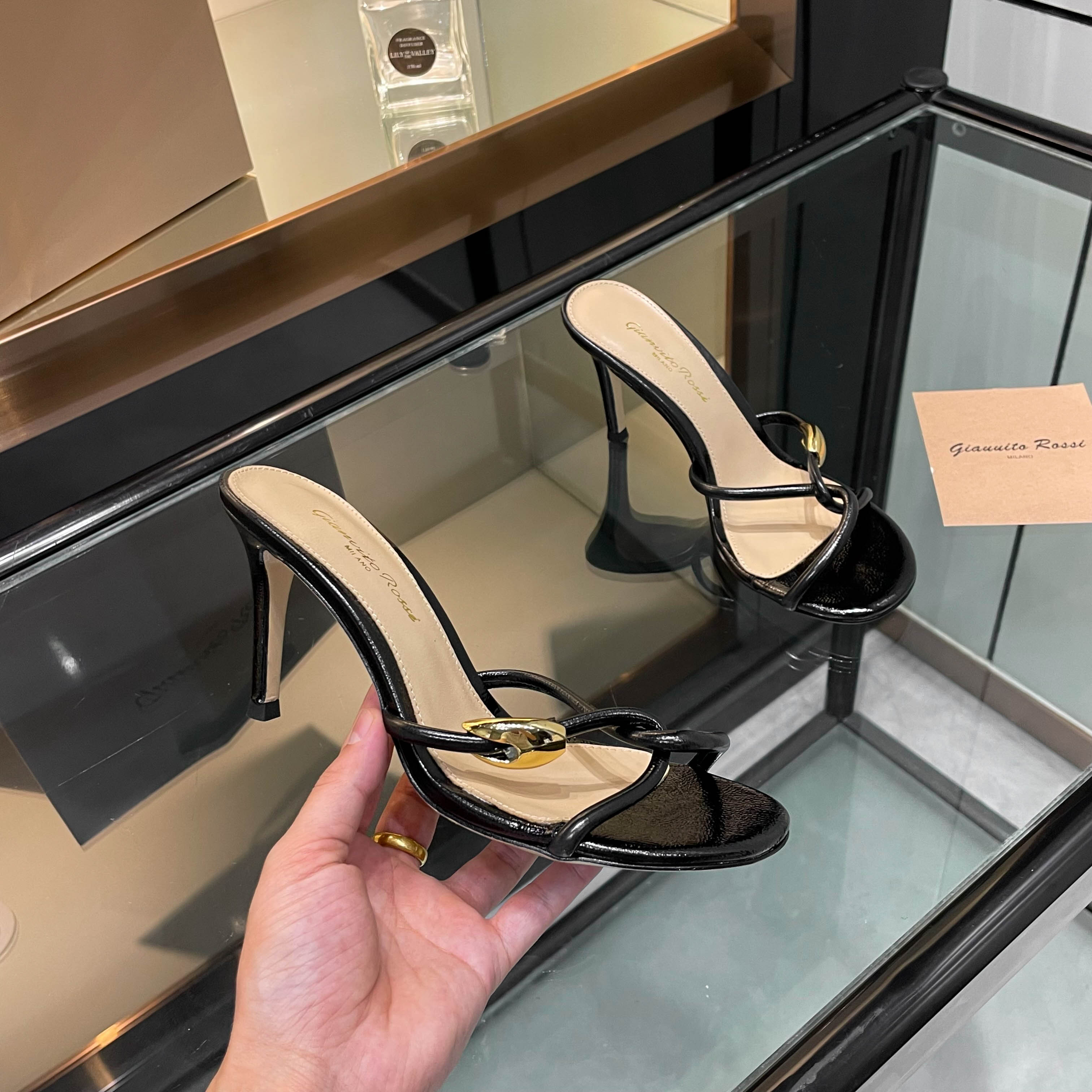 Gianvito Rossi Women's Black Leather High Heel Sandals, Elegant and Chic 2 a1749285950297 5441