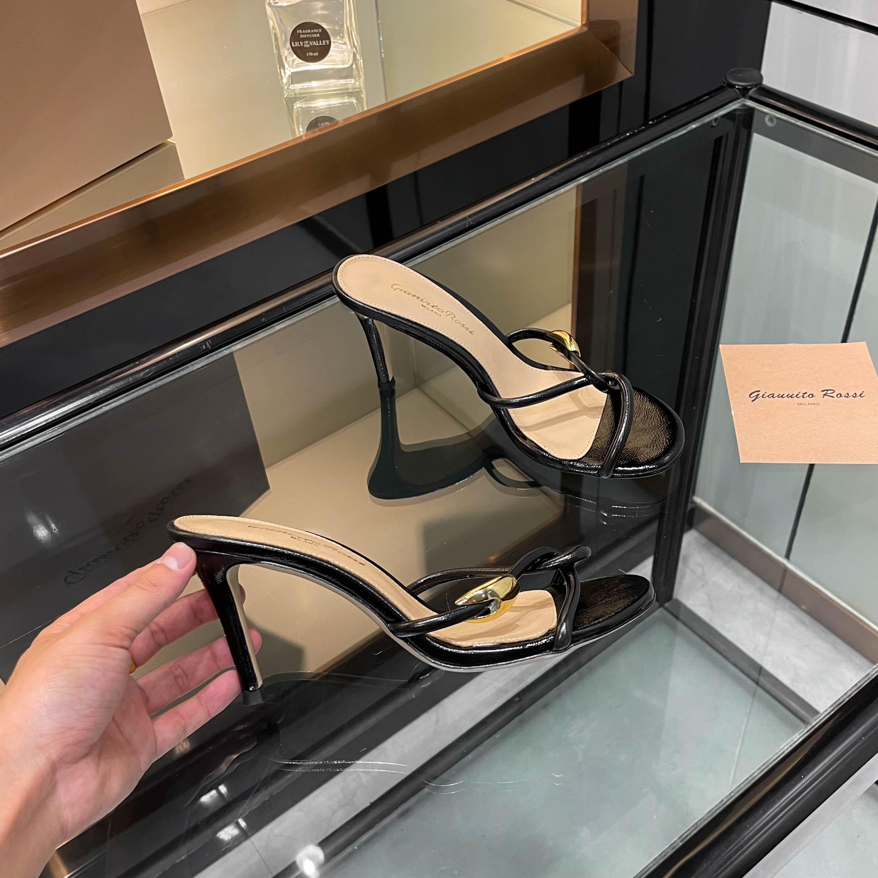 Gianvito Rossi Women's Black Leather High Heel Sandals, Elegant and Chic 8 a1749285951918 8767