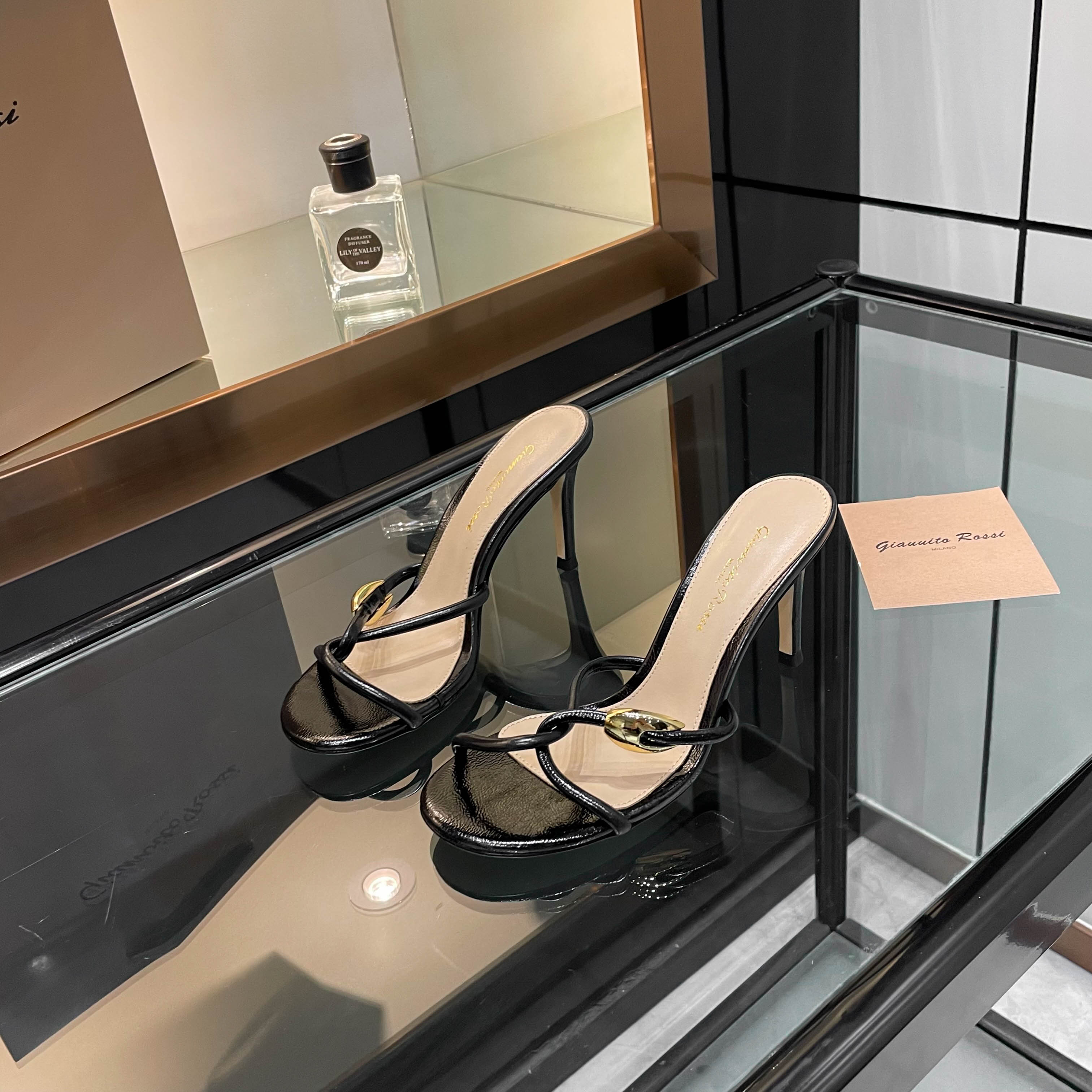 Gianvito Rossi Women's Black Leather High Heel Sandals, Elegant and Chic 3 a1749285951926 6066