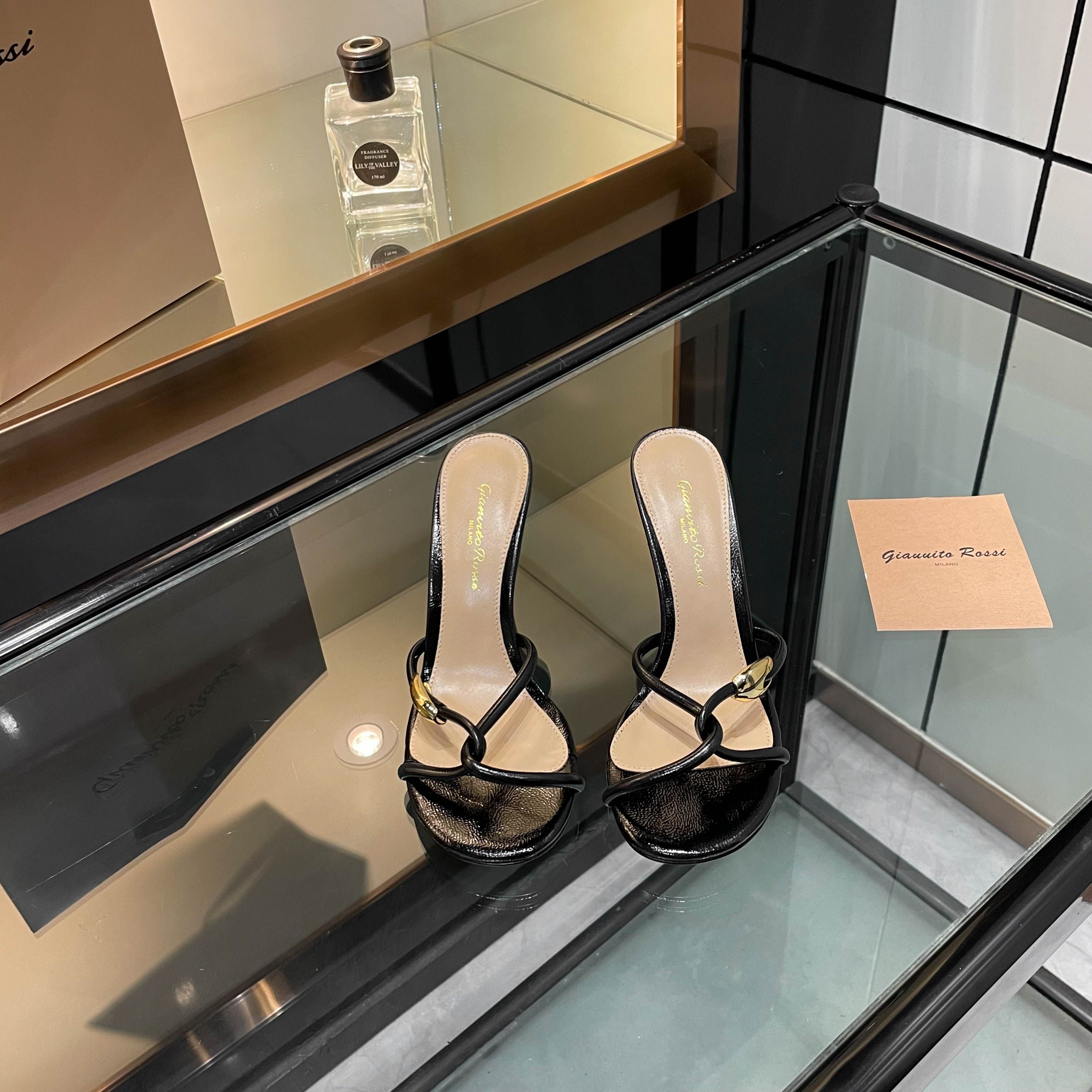 Gianvito Rossi Women's Black Leather High Heel Sandals, Elegant and Chic 7 a1749285952331 6312