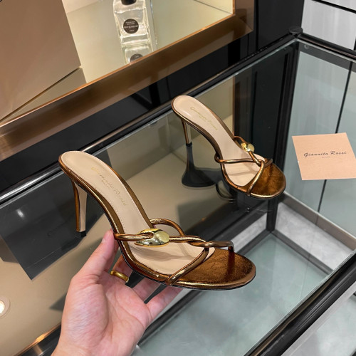 Gianvito Rossi Women's Metallic Leather Thong Heel Sandals