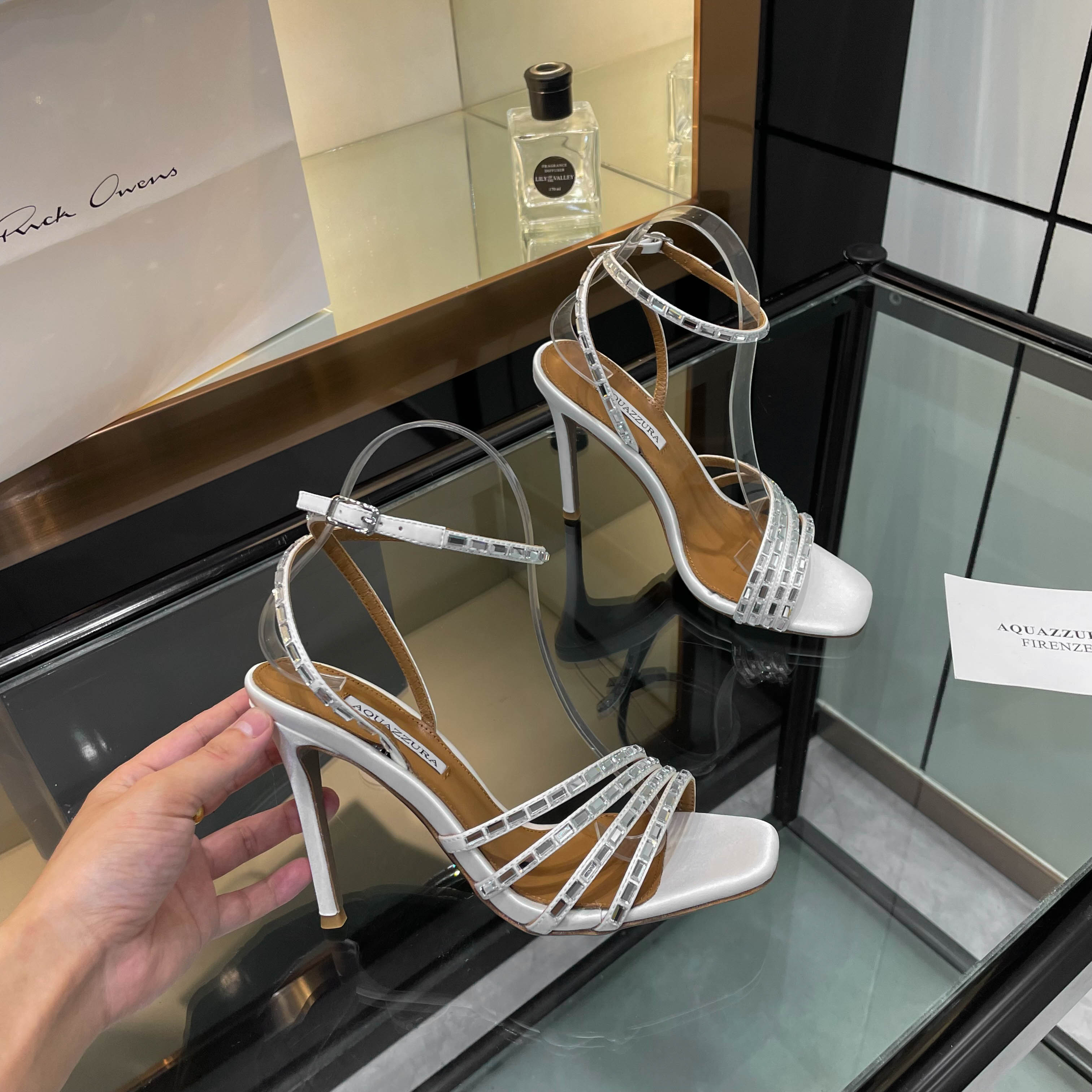 Aquazzura Women's High Heel Sandal with Rhinestone Straps and Ankle Closure 4 a1751989102869 2775