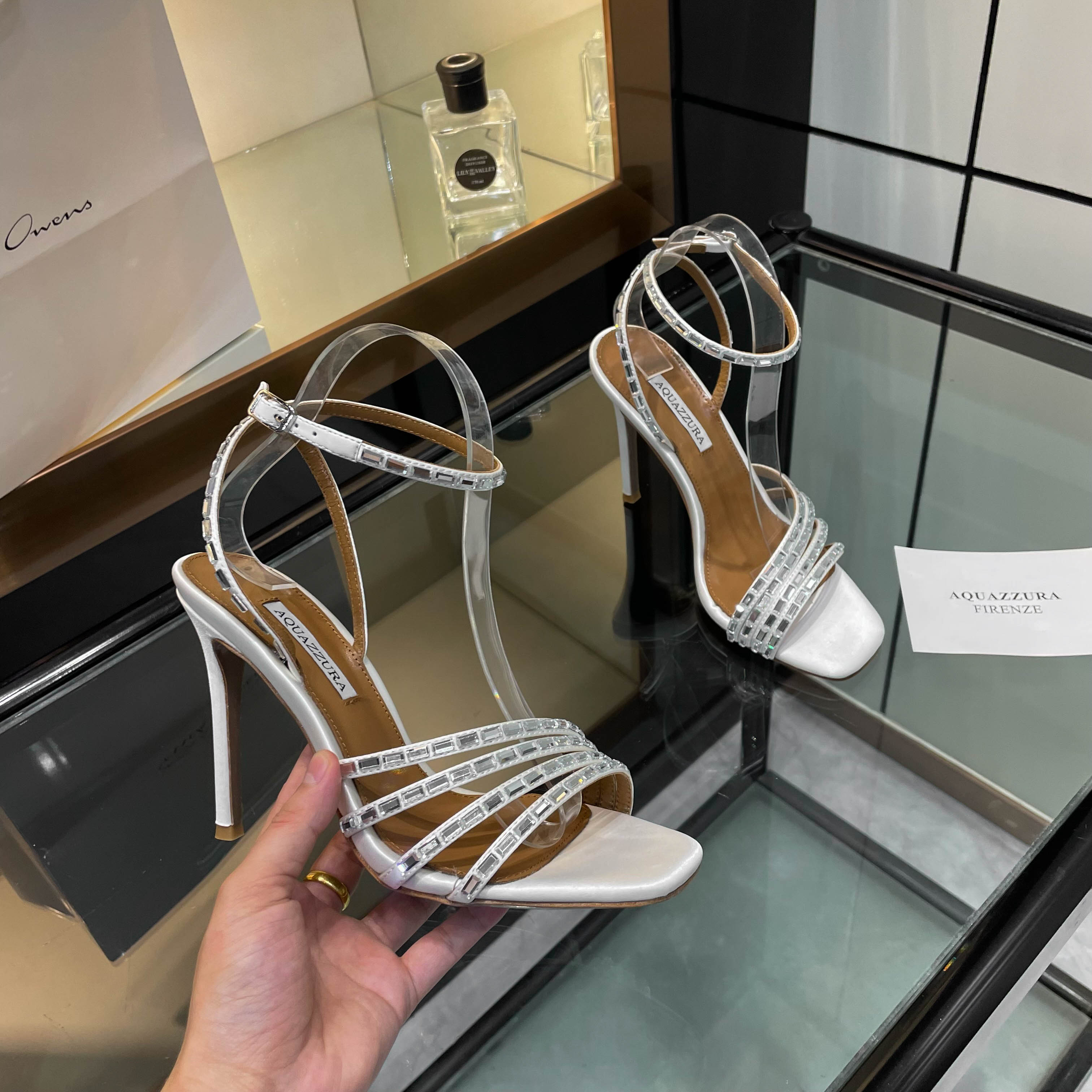Aquazzura Women's High Heel Sandal with Rhinestone Straps and Ankle Closure 2 a1751989102902 3632