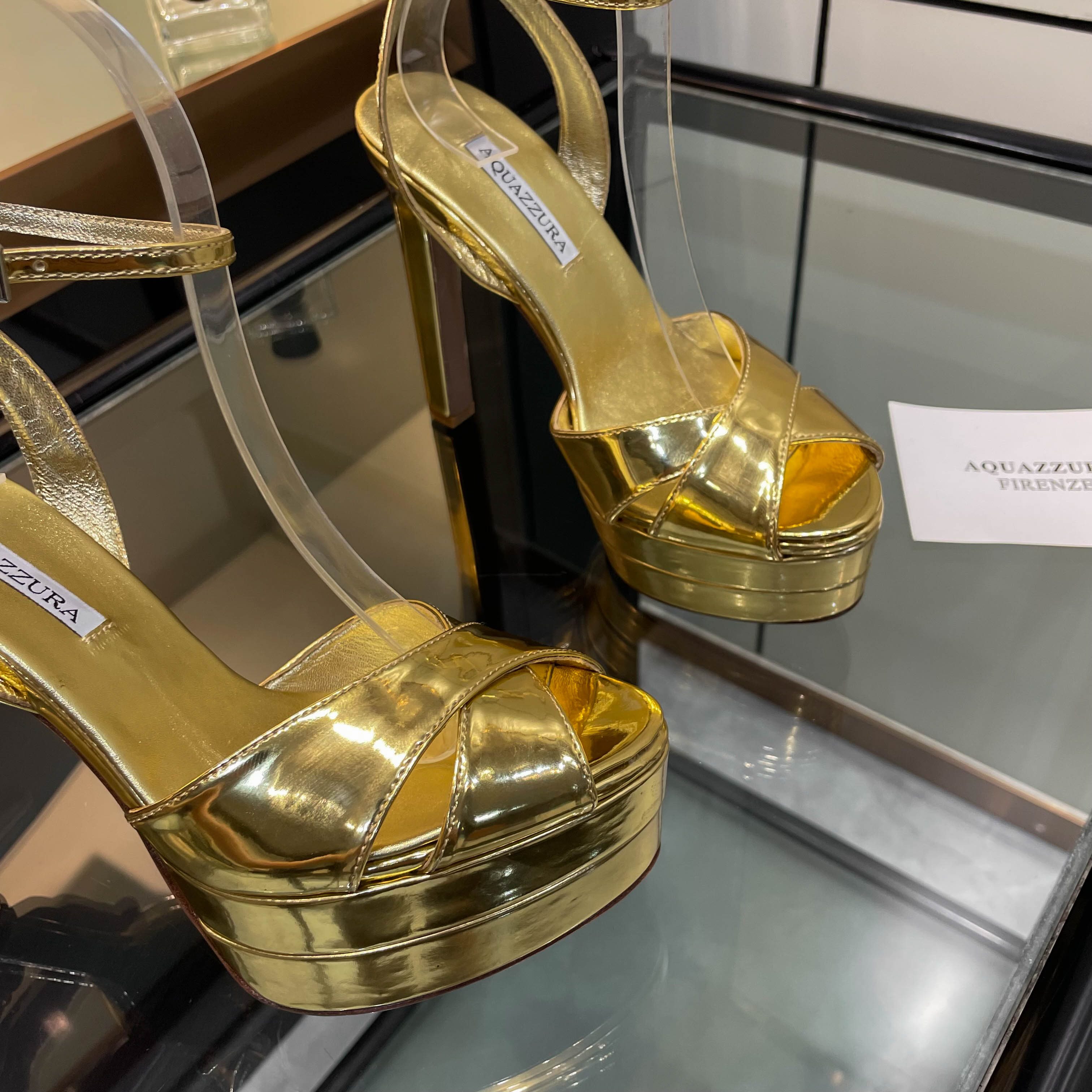 Aquazzura Gold Platform Heels - Luxurious Design, Italian Leather Sole 4 a1751989584061 8377