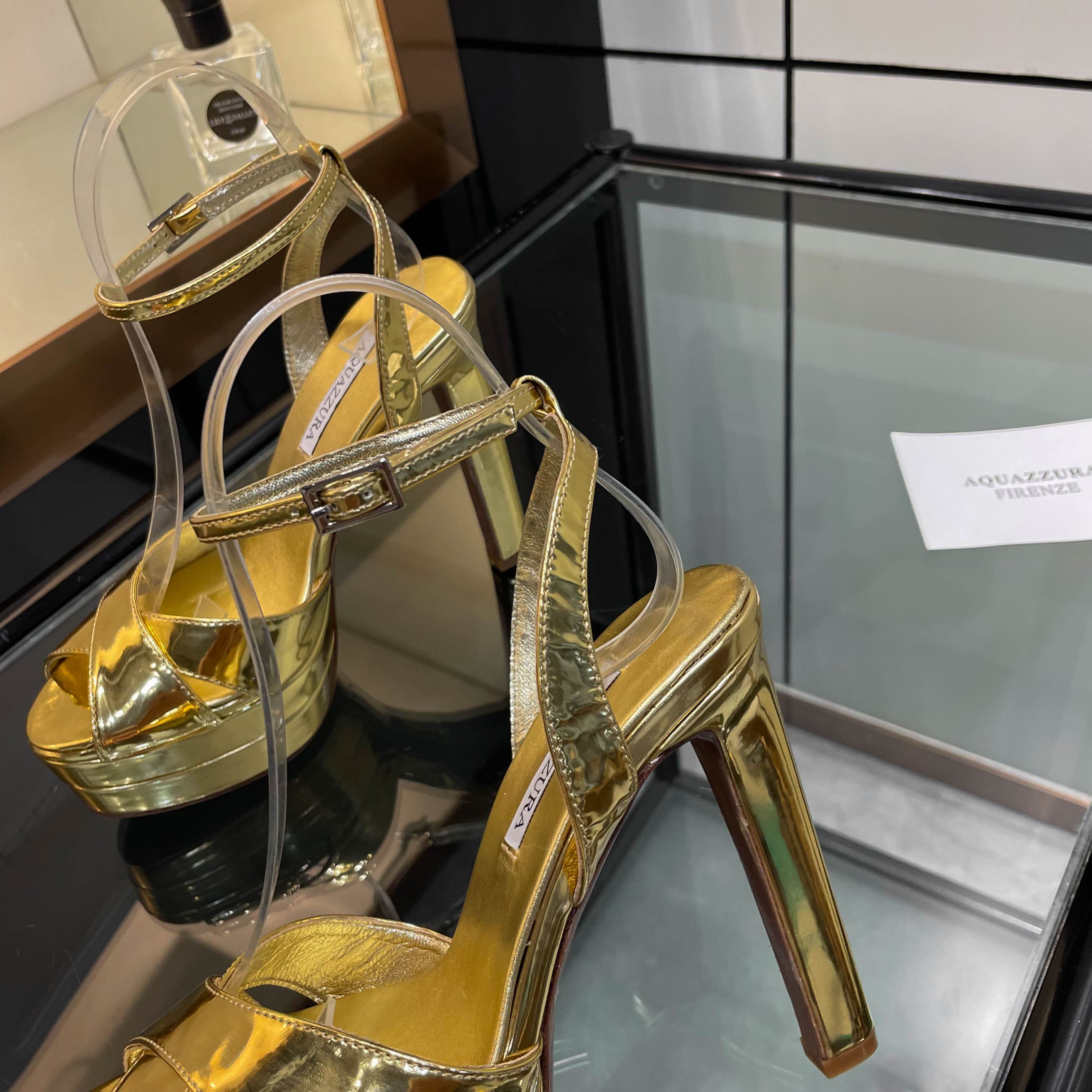 Aquazzura Gold Platform Heels - Luxurious Design, Italian Leather Sole 7 a1751989585637 0623