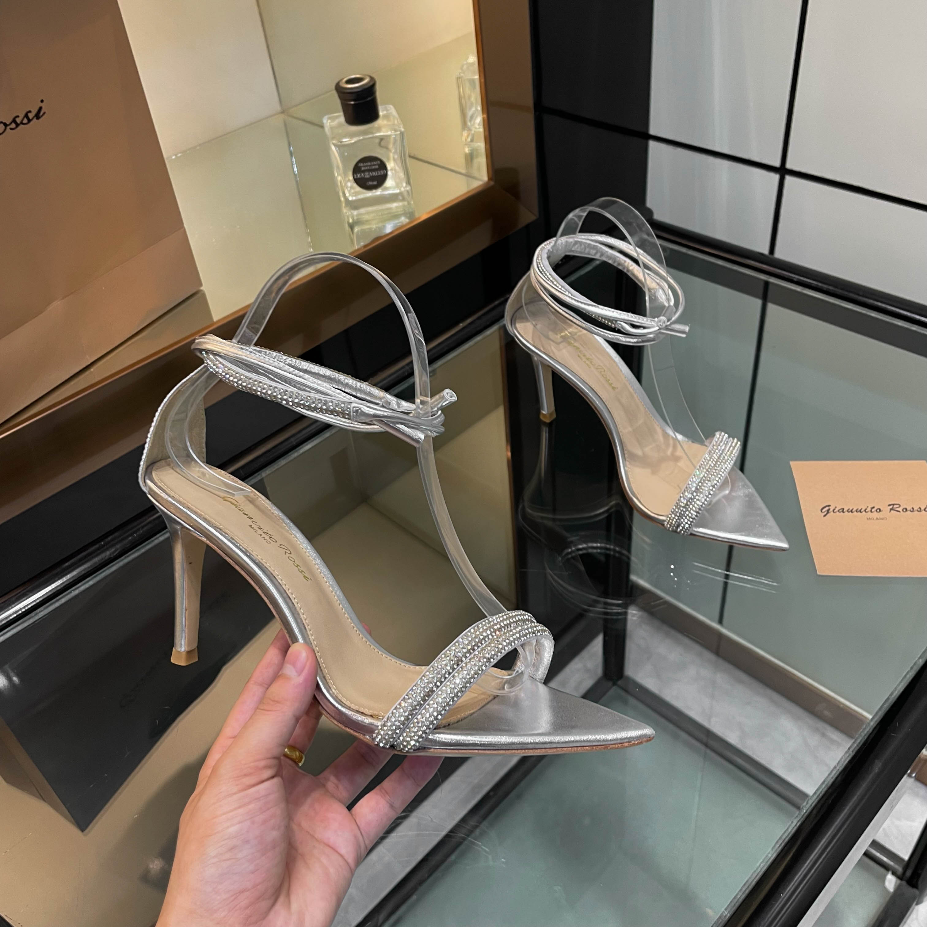 Gianvito Rossi Sandalias de Tacón con Diamantes de Imitación