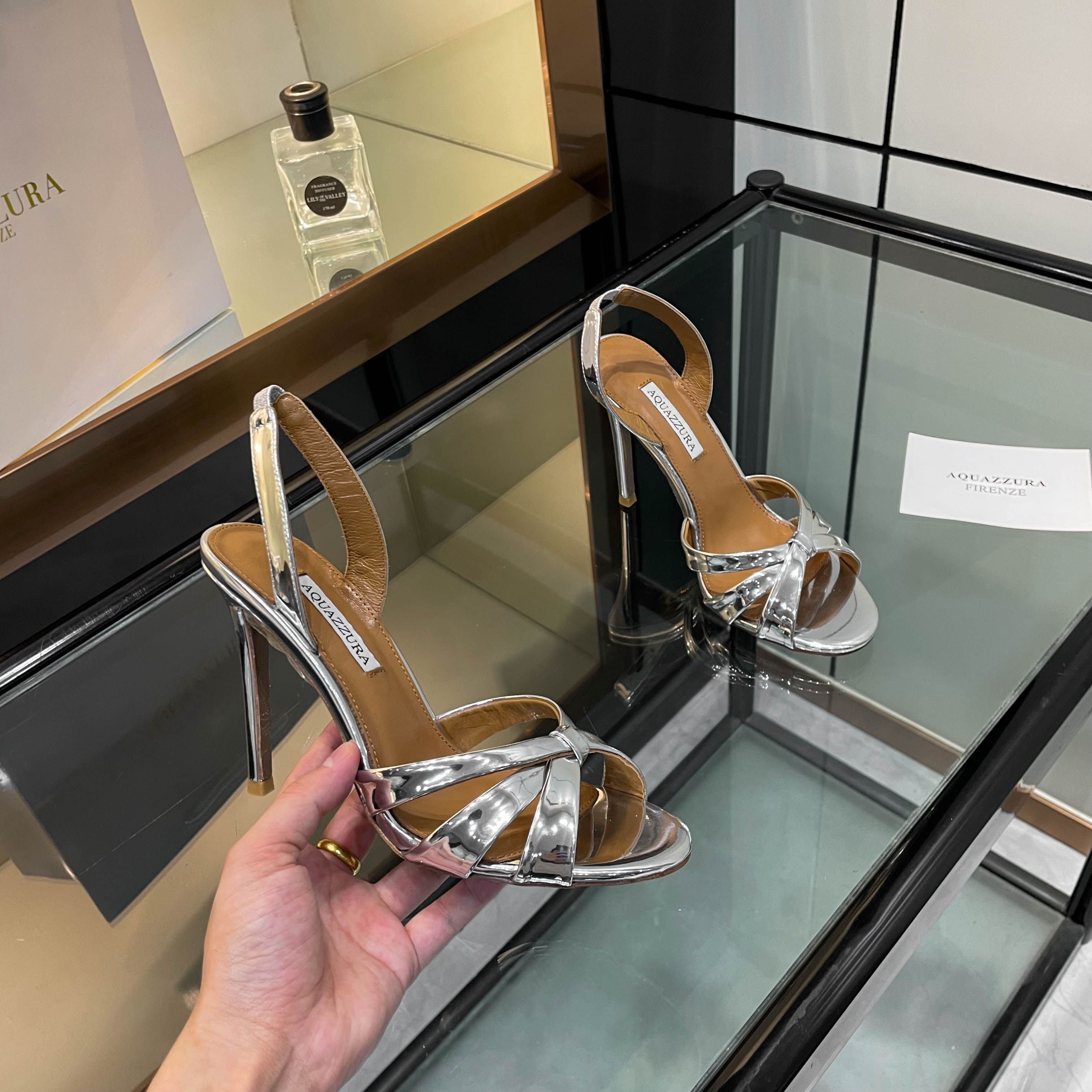 “Aquazzura High-Heel Sandals: Top Quality, Exclusive Design, Italian Leather, 10.5cm Heel, Sizes 35-40, $648”