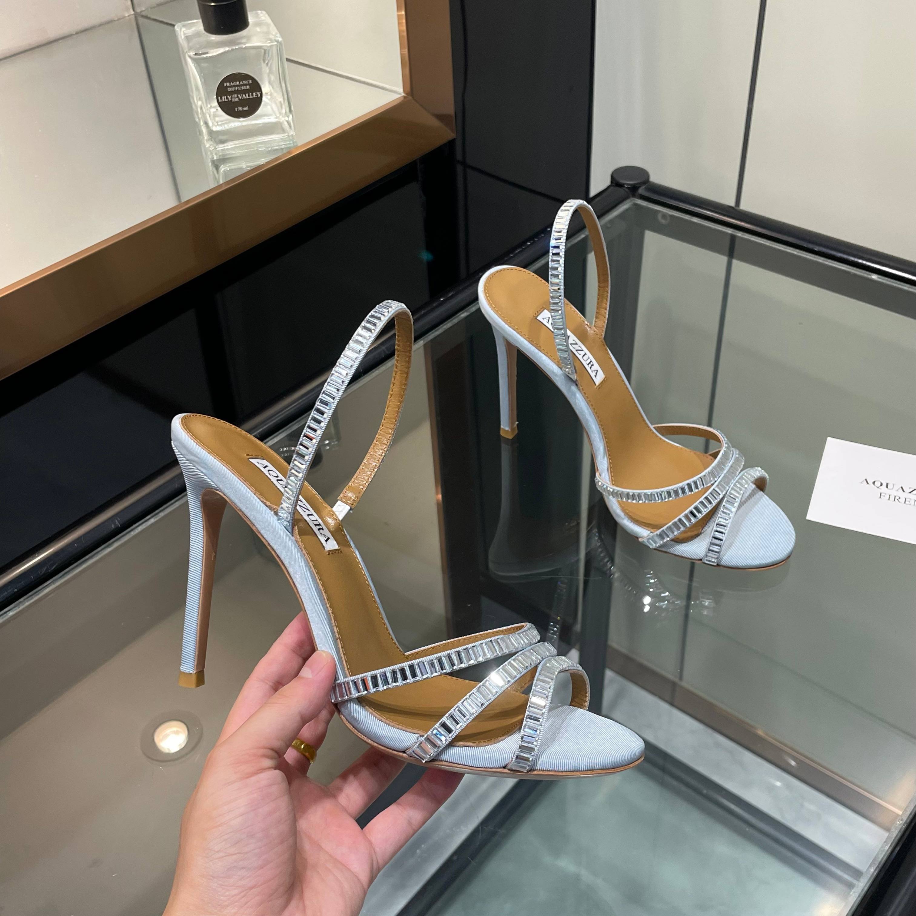 Aquazzura Light Blue Embellished Sandals