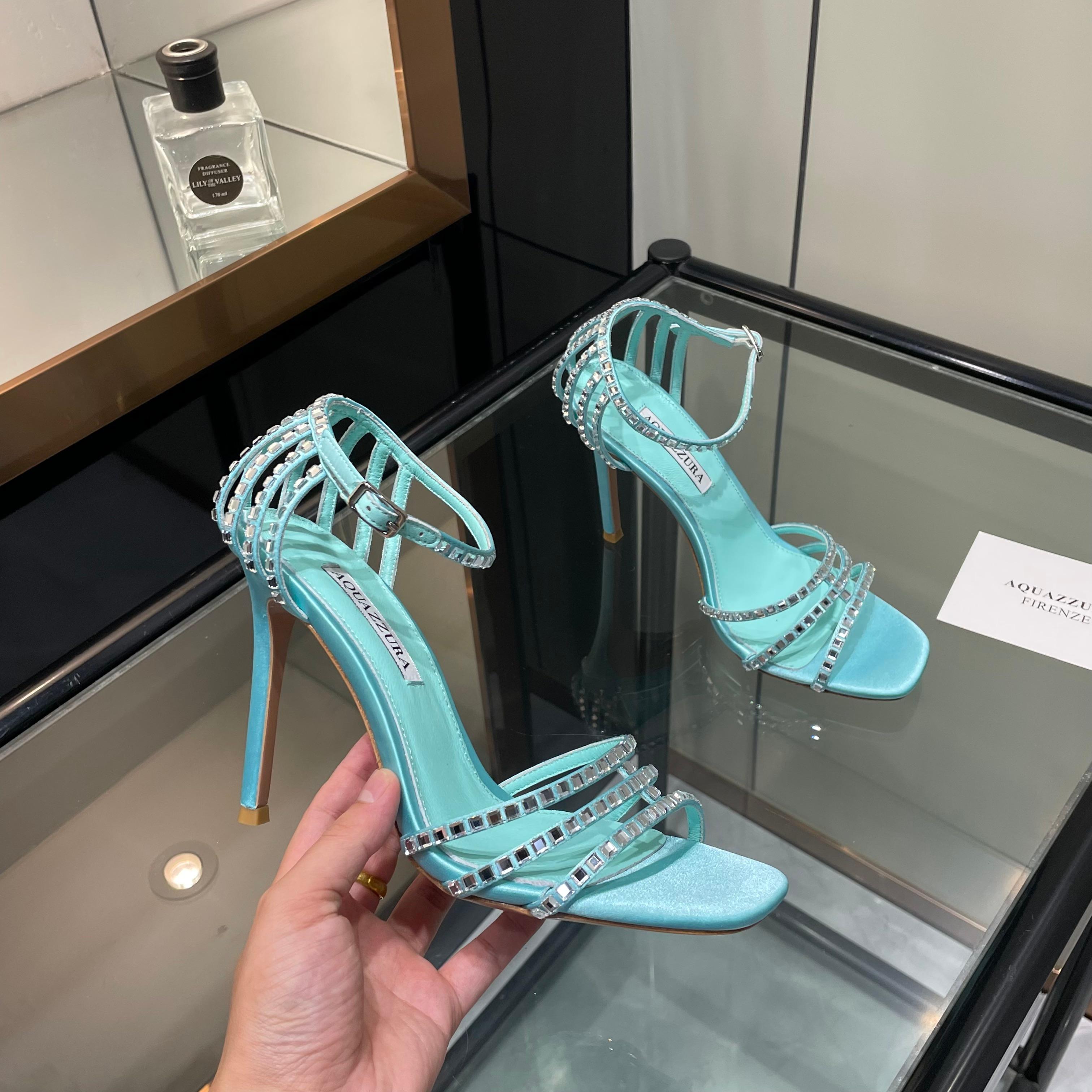 Aquazzura Turquoise Embellished Sandals