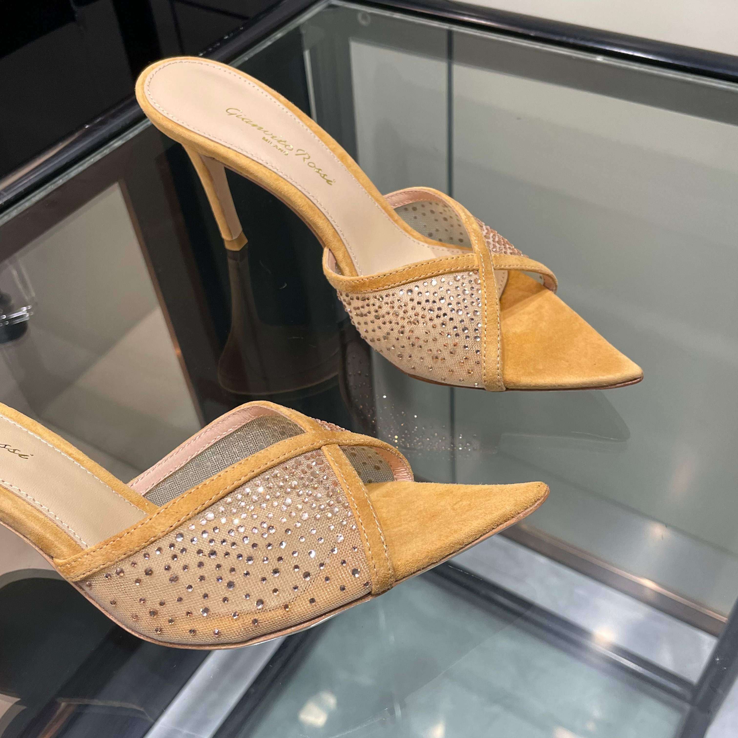 Женские мюли на высоком каблуке со стразами Gianvito Rossi