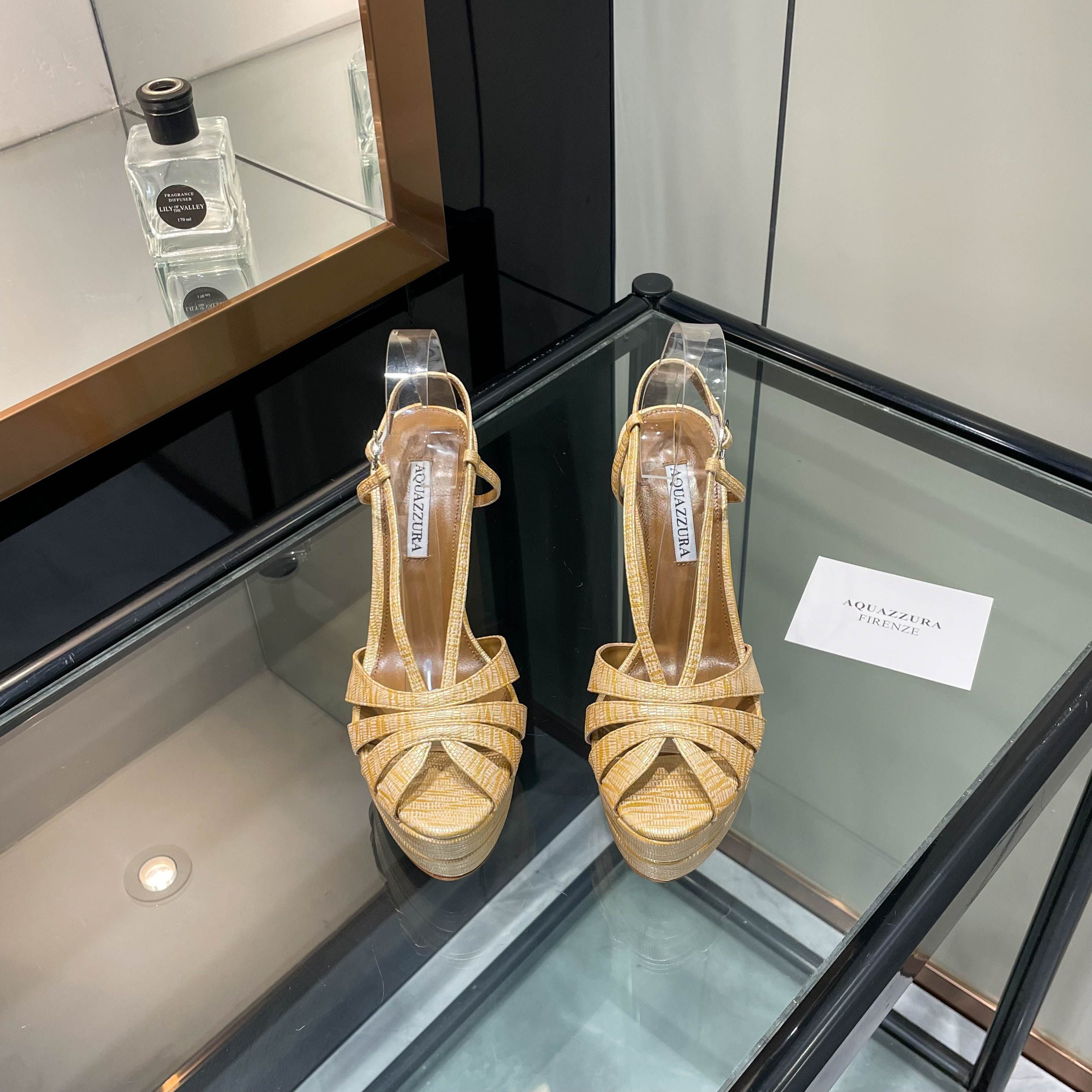 Aquazzura Gold Platform Sandals