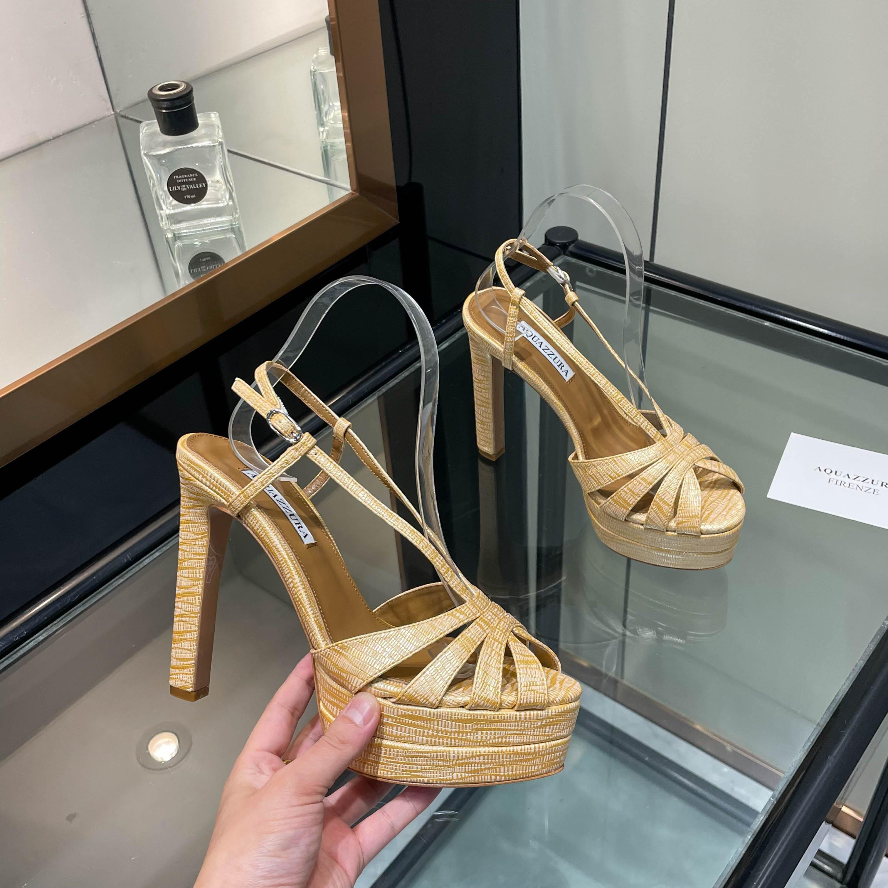 Aquazzura Gold Platform Sandals