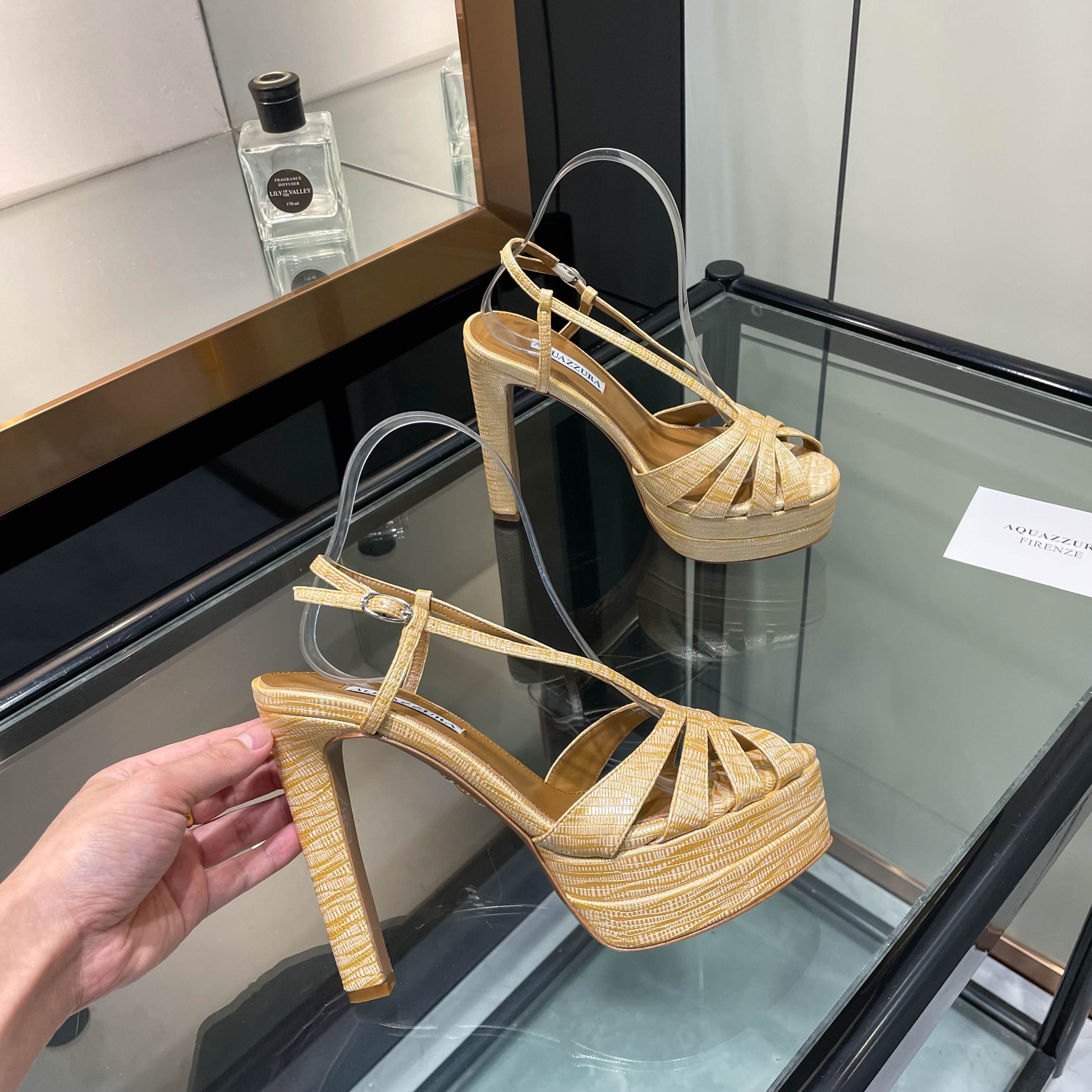 Aquazzura Gold Platform Sandals