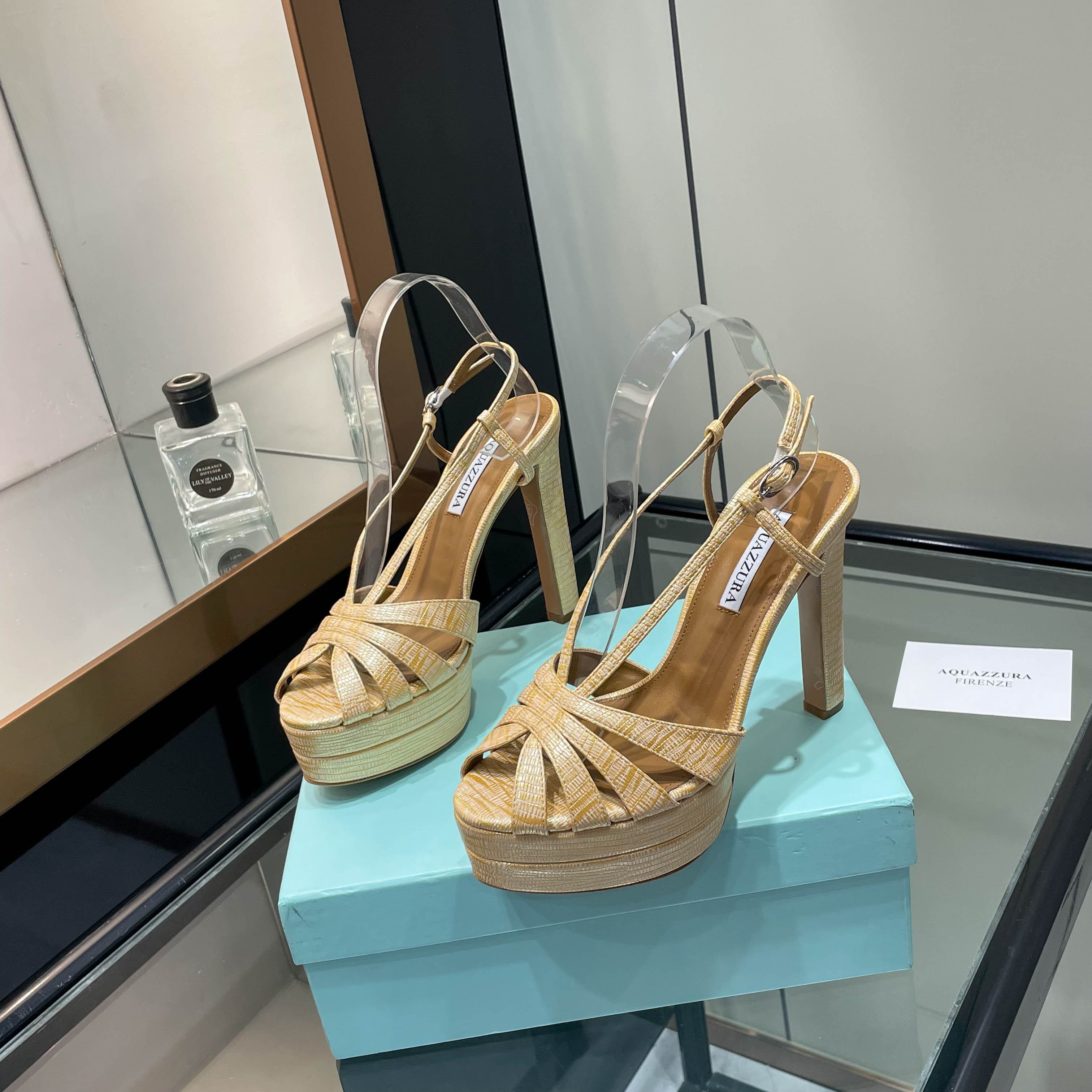 Aquazzura Gold Platform Sandals