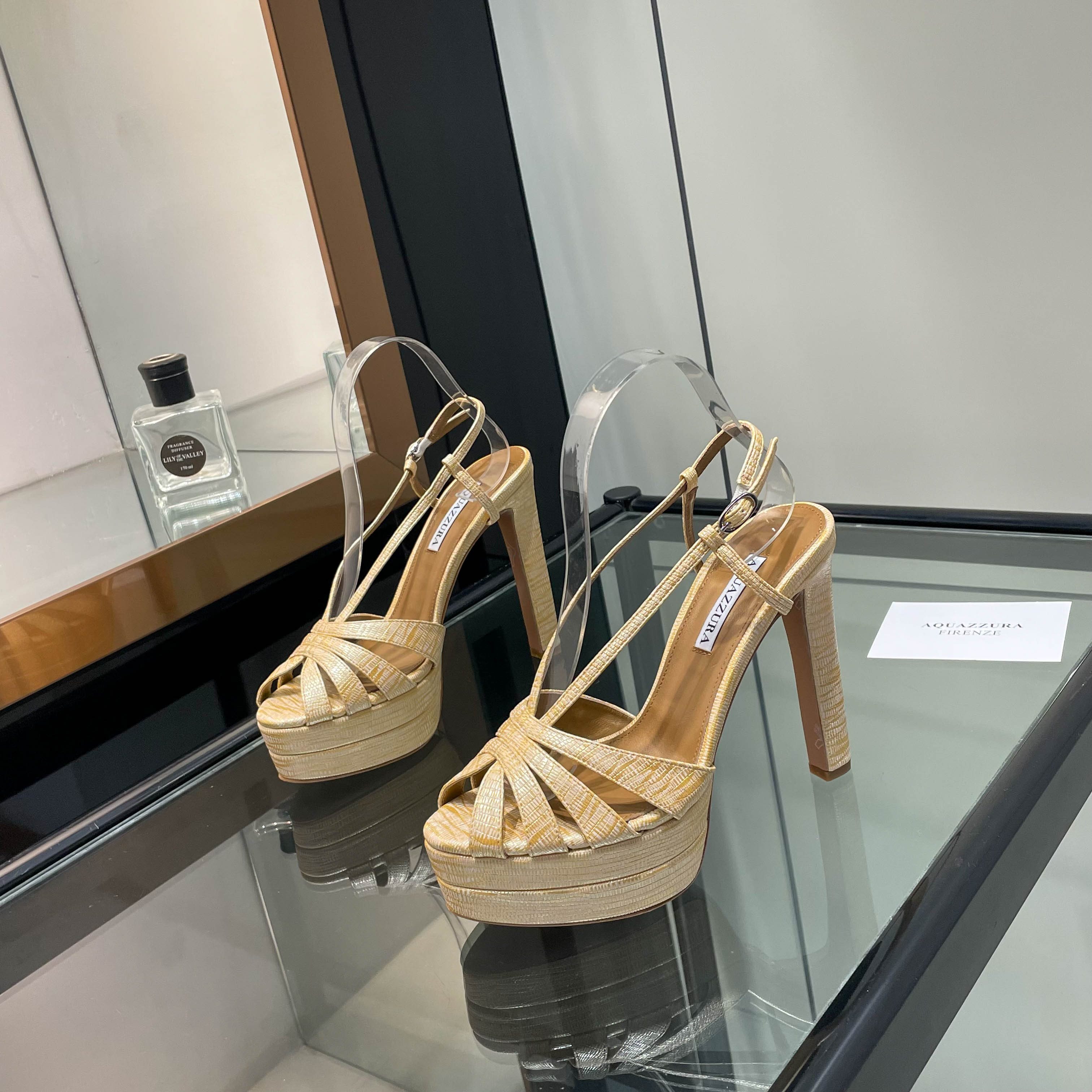Aquazzura Gold Platform Sandals