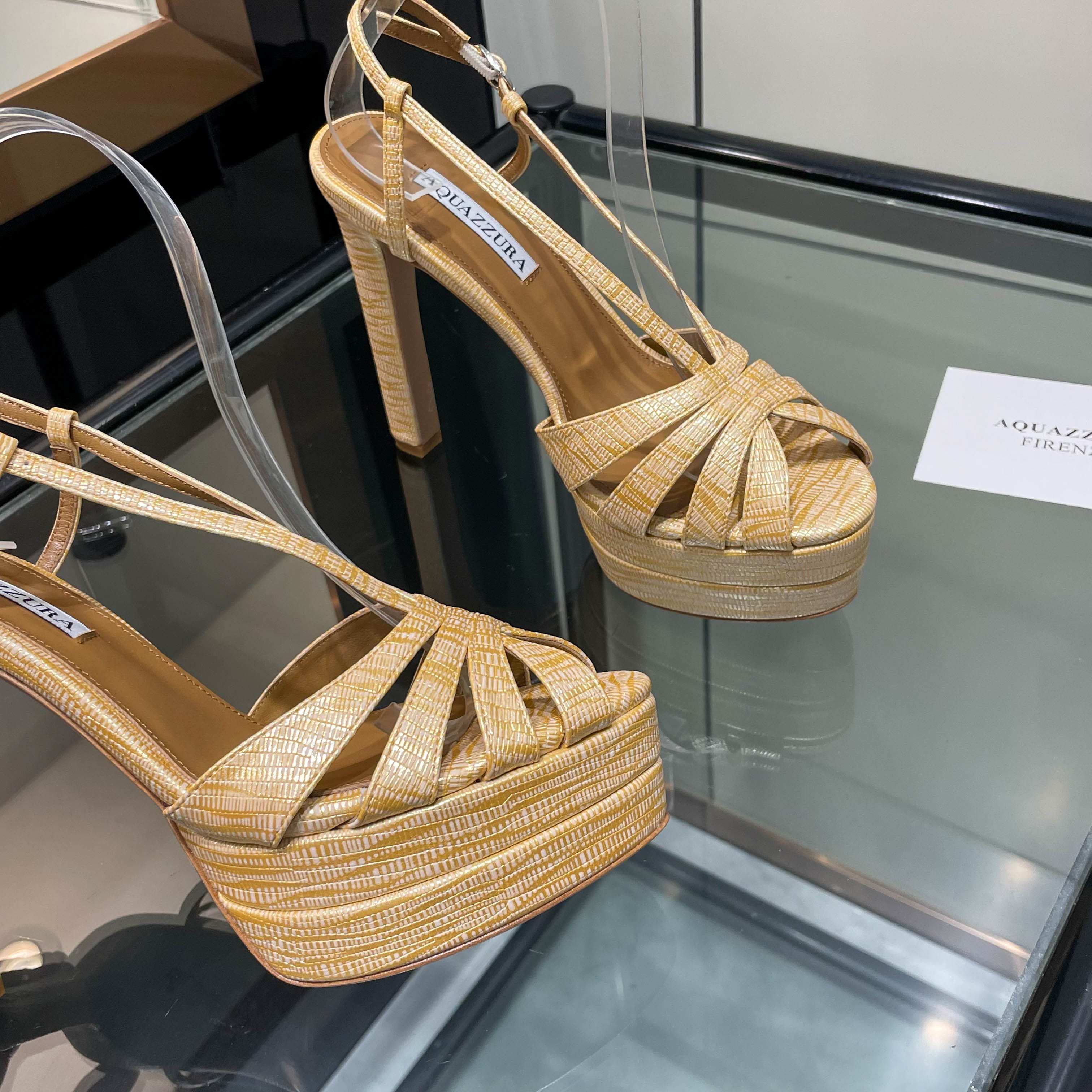 Aquazzura Gold Platform Sandals