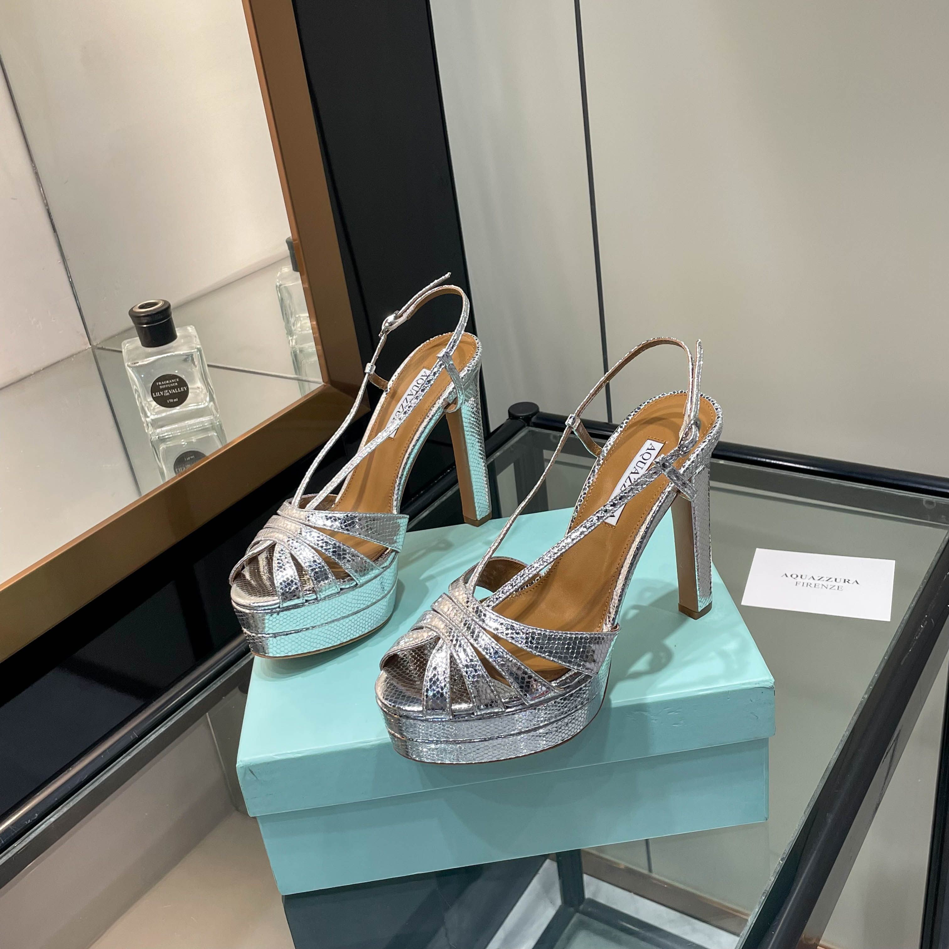 Aquazzura Silver Platform Sandals