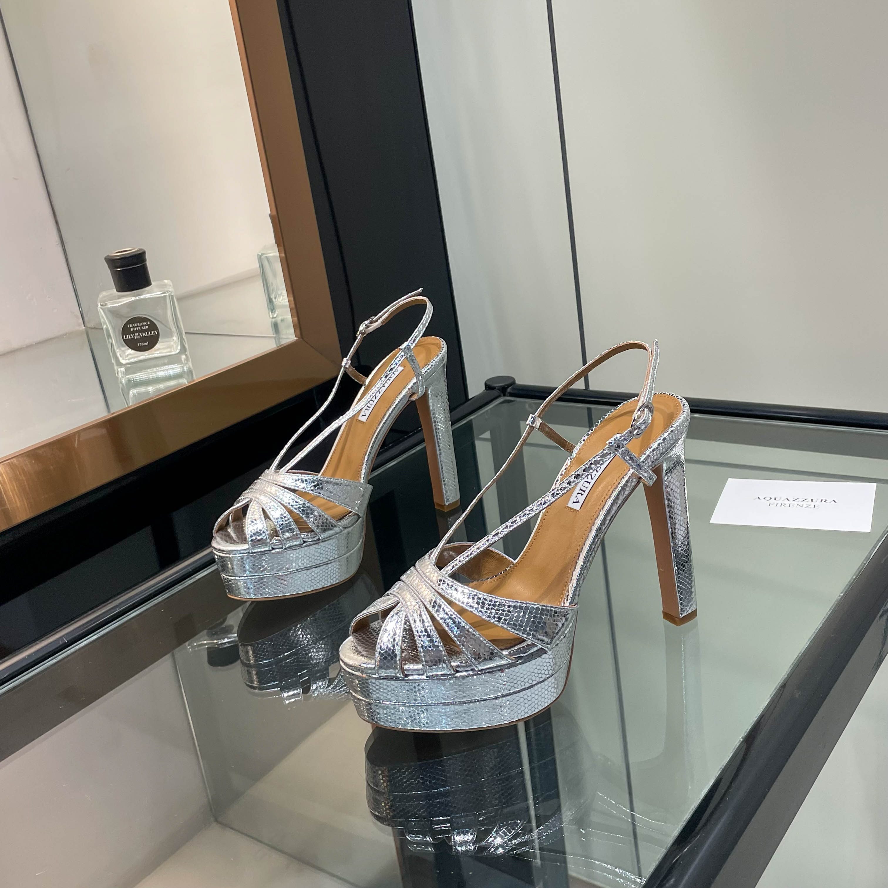 Aquazzura Silver Platform Sandals