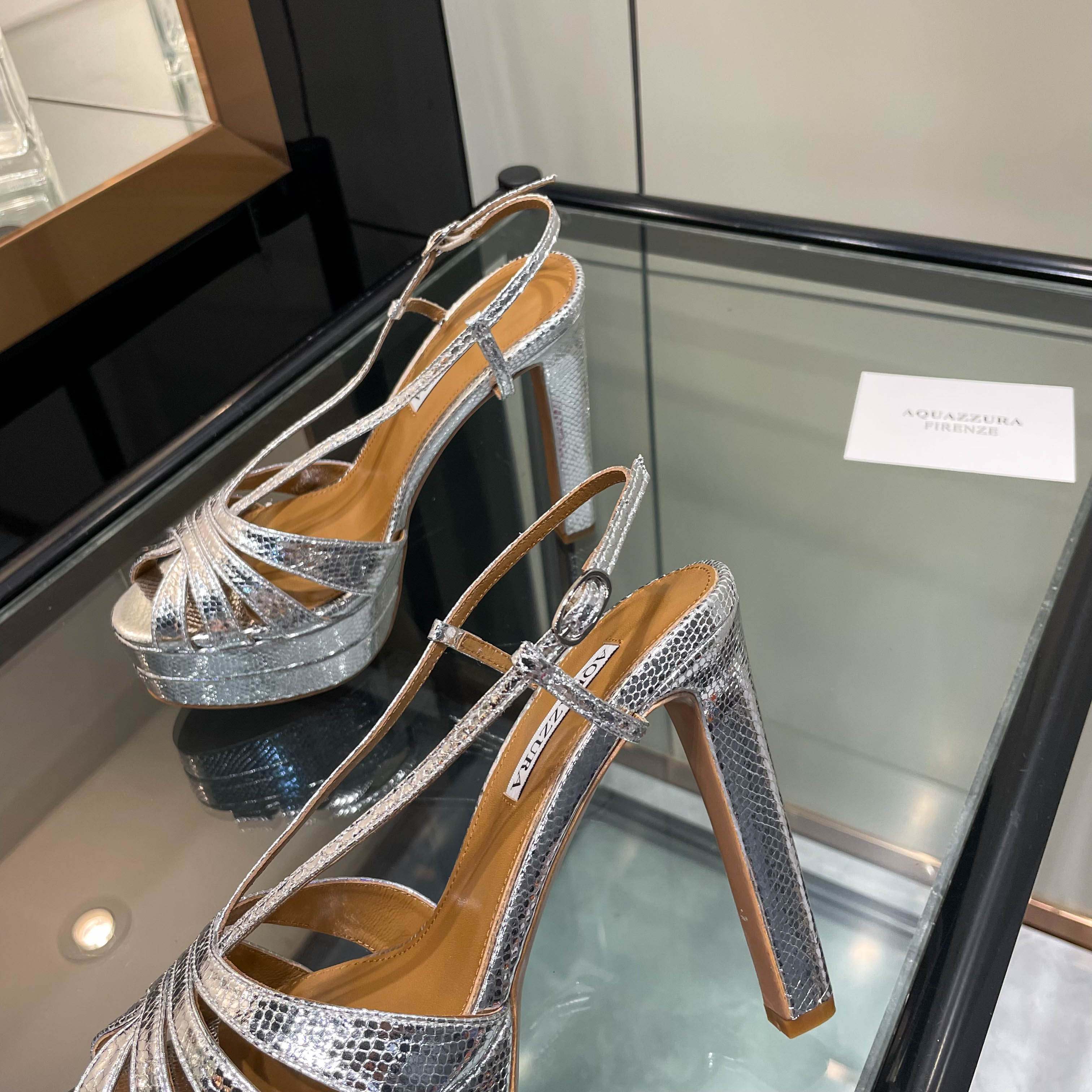 Aquazzura Silver Platform Sandals