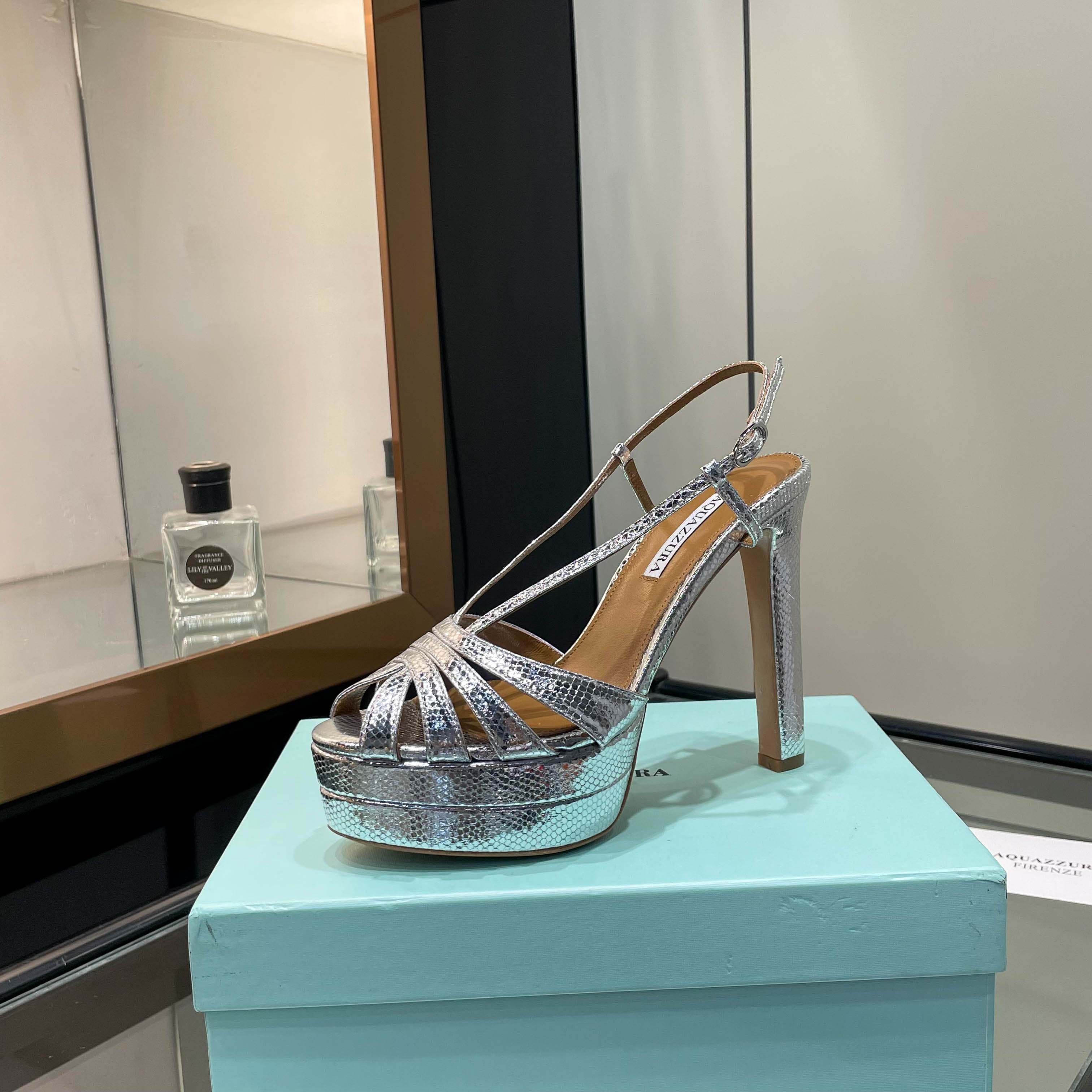 Aquazzura Silver Platform Sandals