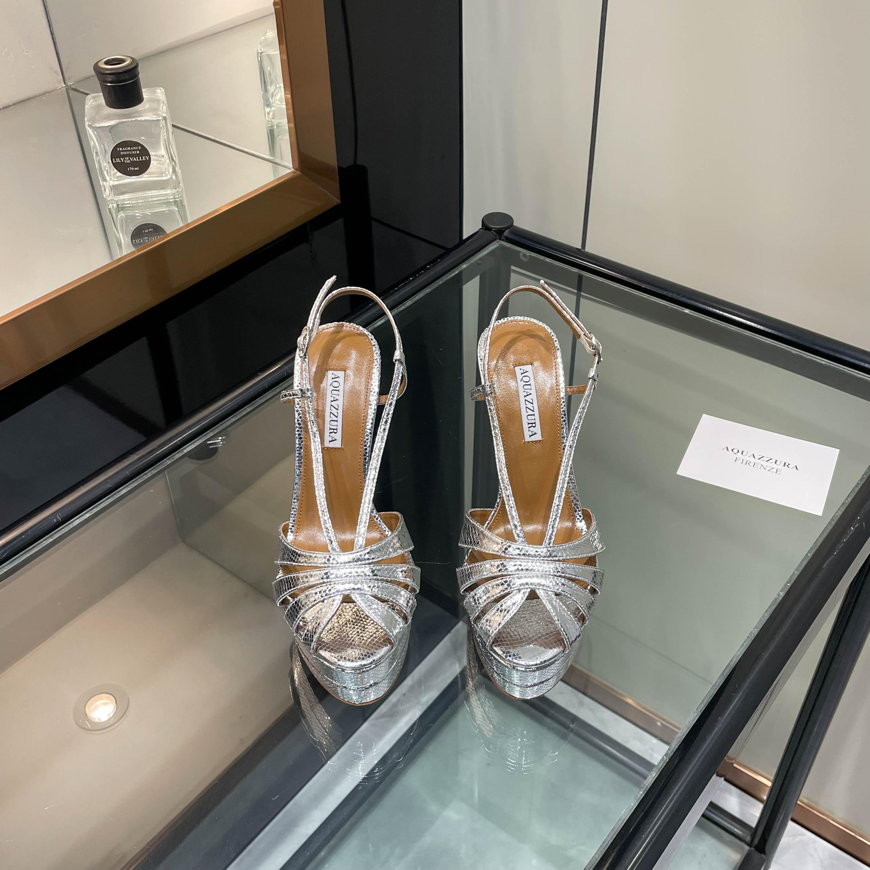 Aquazzura Silver Platform Sandals