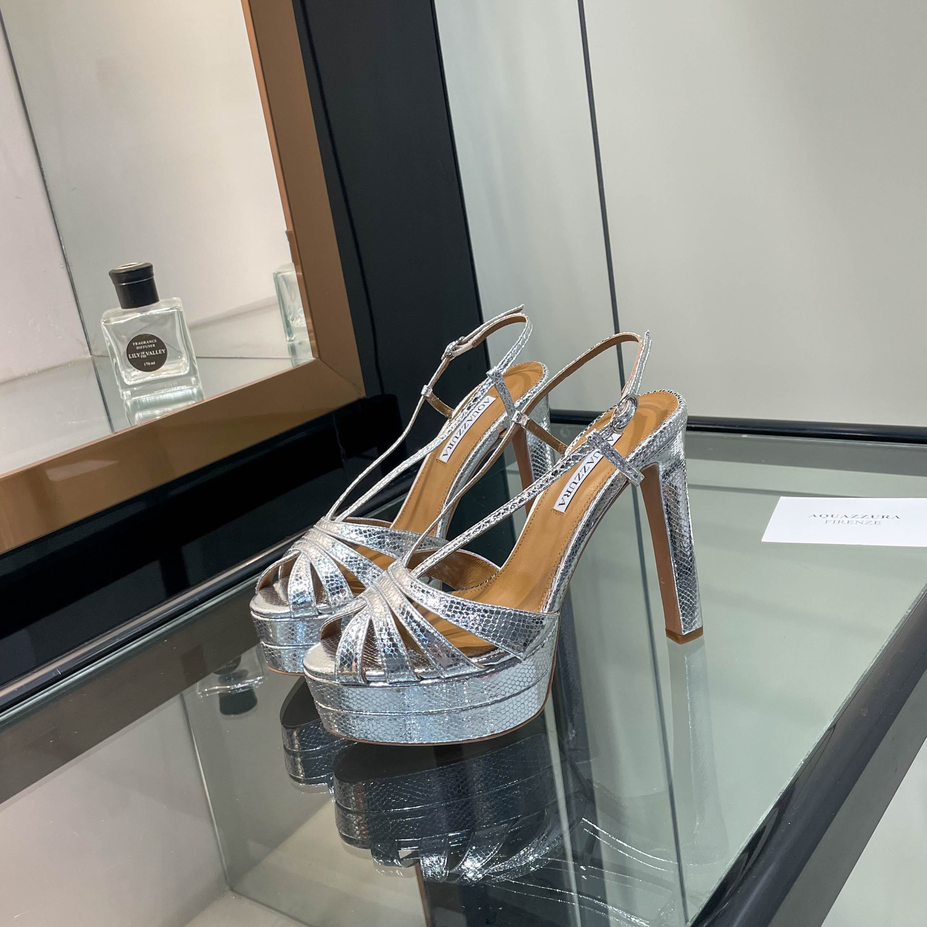 Aquazzura Silver Platform Sandals