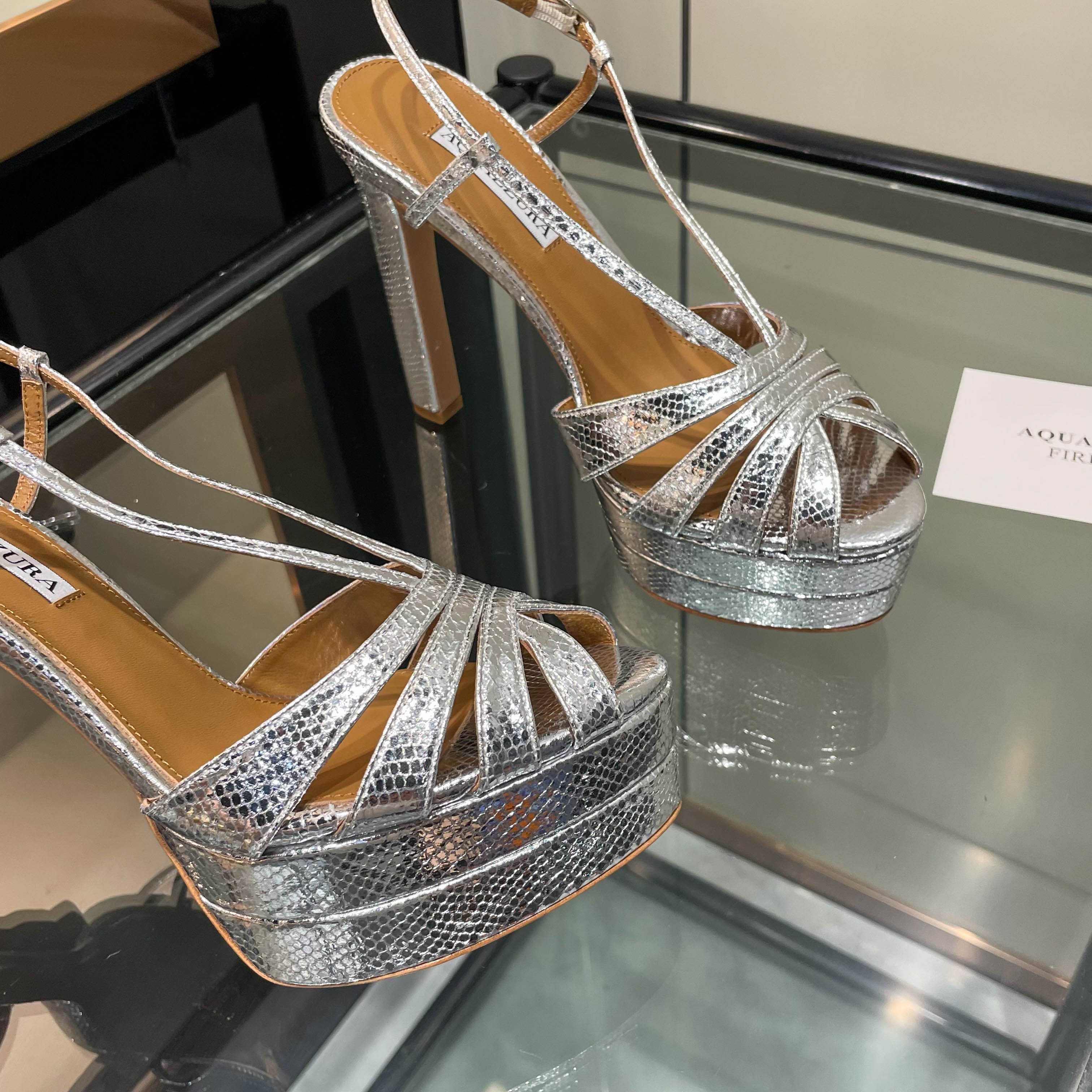 Aquazzura Silver Platform Sandals
