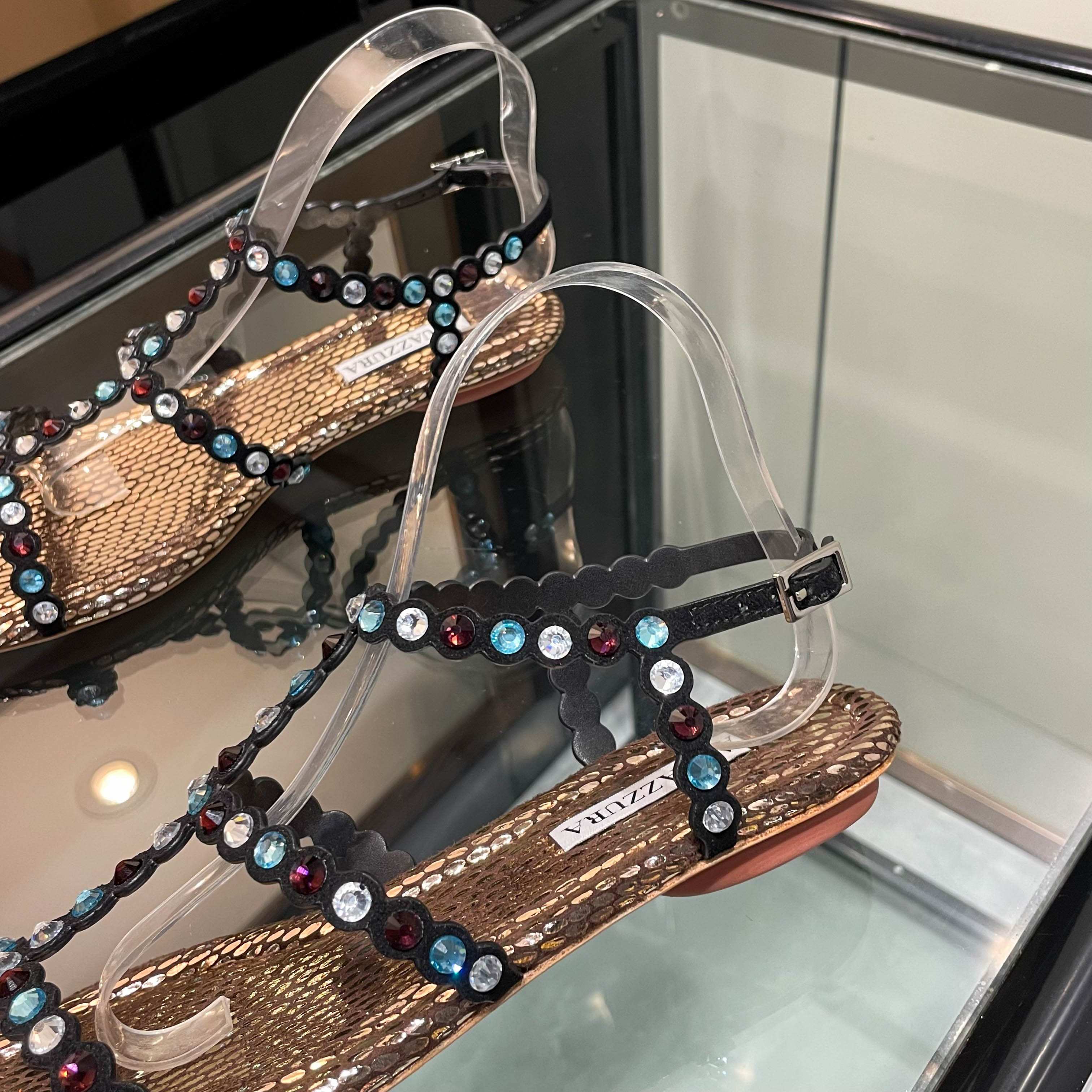 Aquazzura Black Beaded Flat Sandals