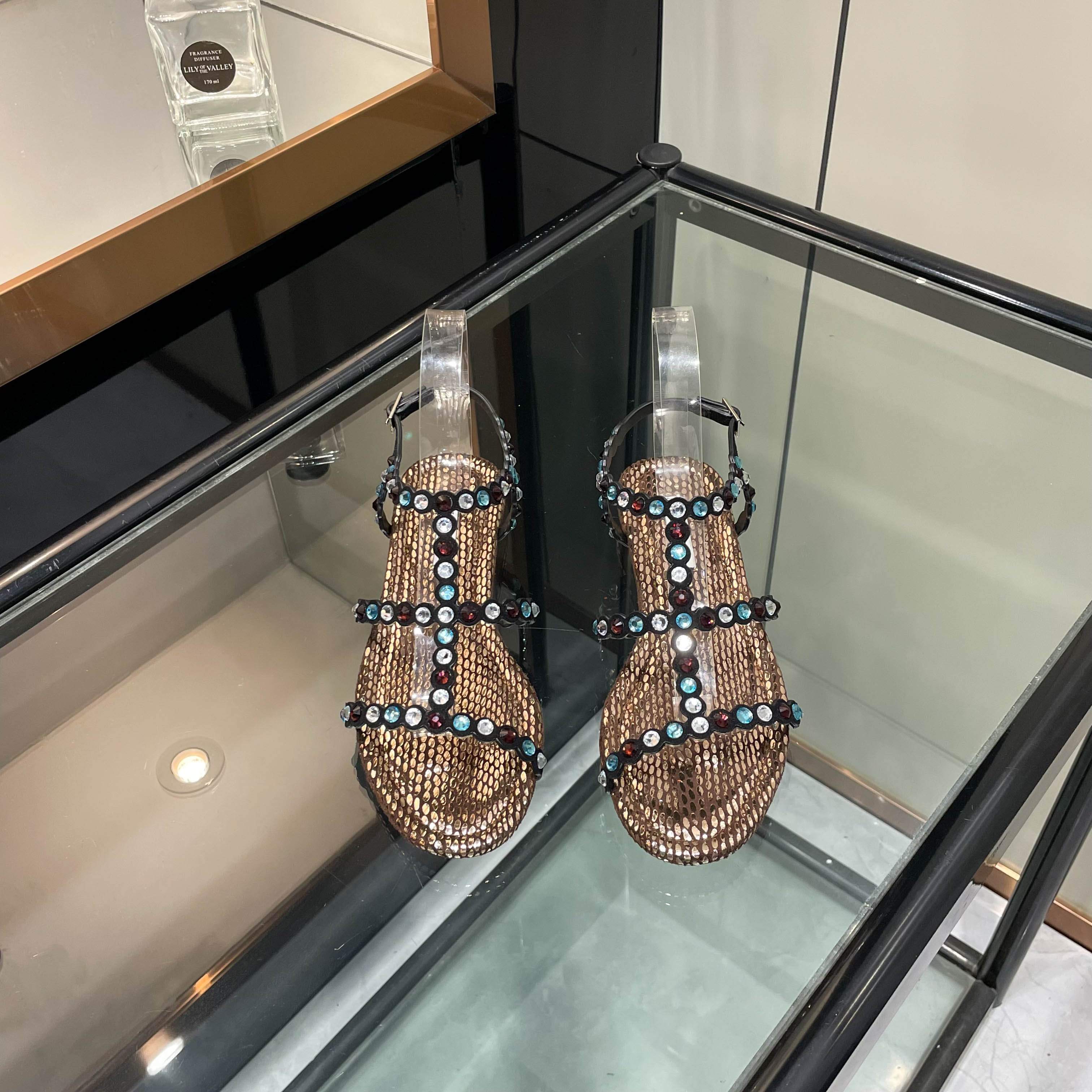 Aquazzura Black Beaded Flat Sandals