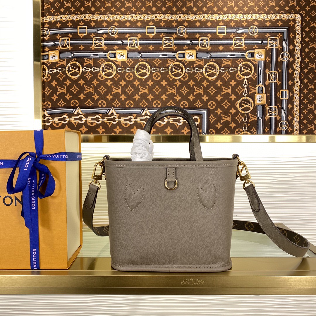 Louis Vuitton Neverfull Bandouli re Inside Out BB Taupe Greige leather BB crossbody shoulder