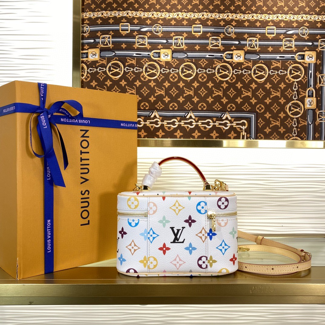 Louis Vuitton Vanity Pouch White Multicolor Monogram crossbody shoulder