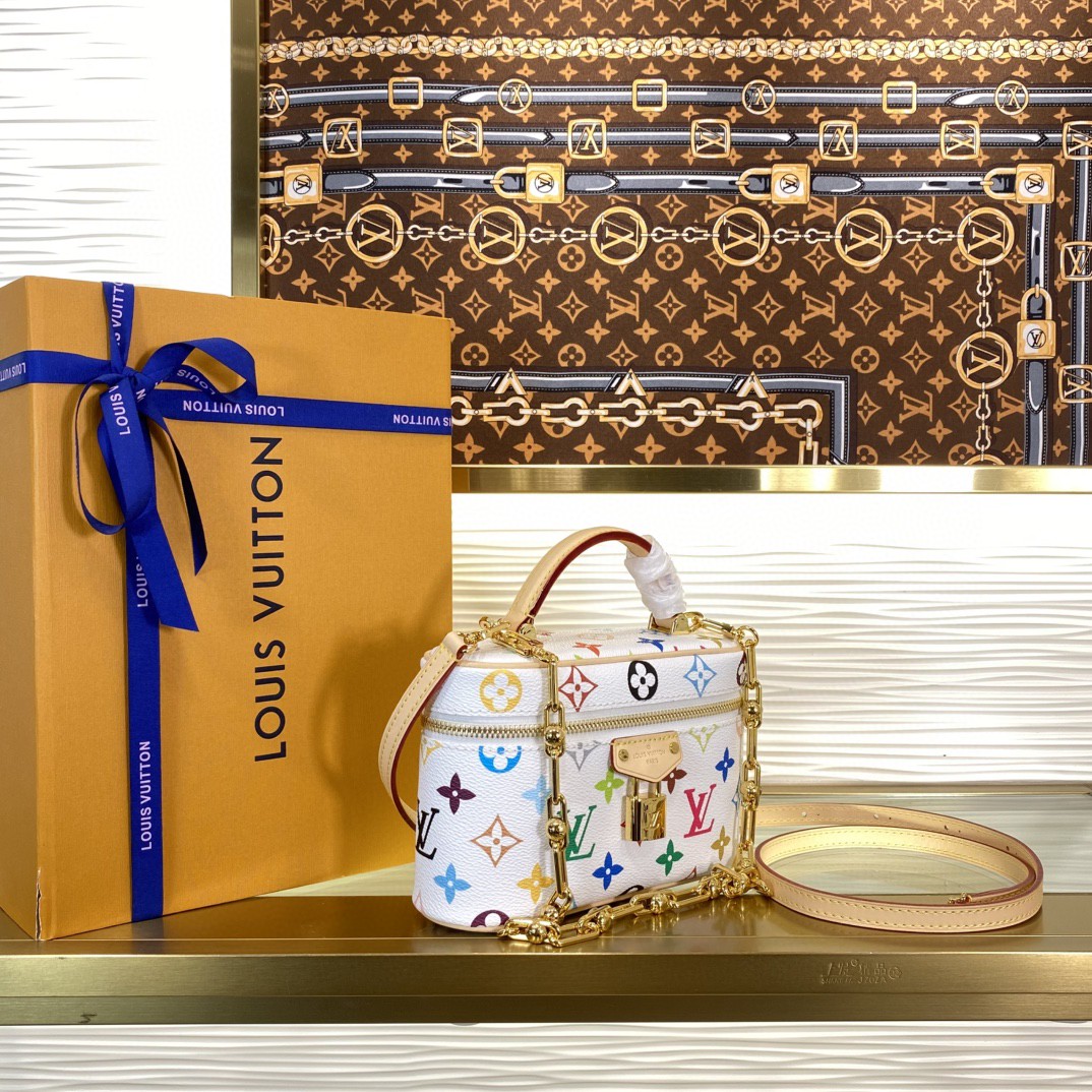 Louis Vuitton Vanity Pouch White Multicolor Monogram crossbody shoulder