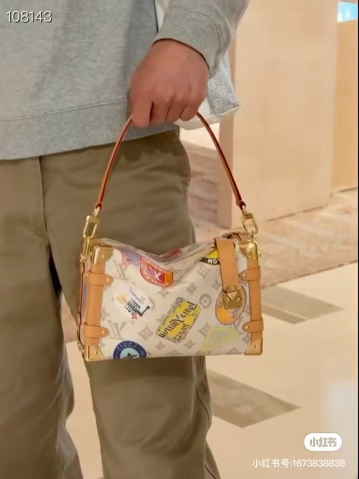Louis Vuitton Soft Trunk White Monogram with travel stickers crossbody everyday