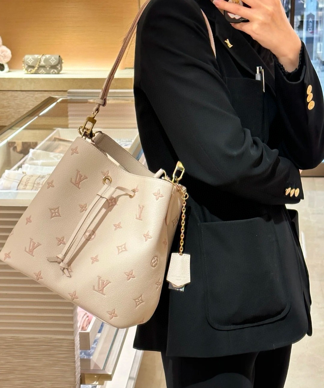 Louis Vuitton Girolata Beige Monogram Empreinte everyday shoulder