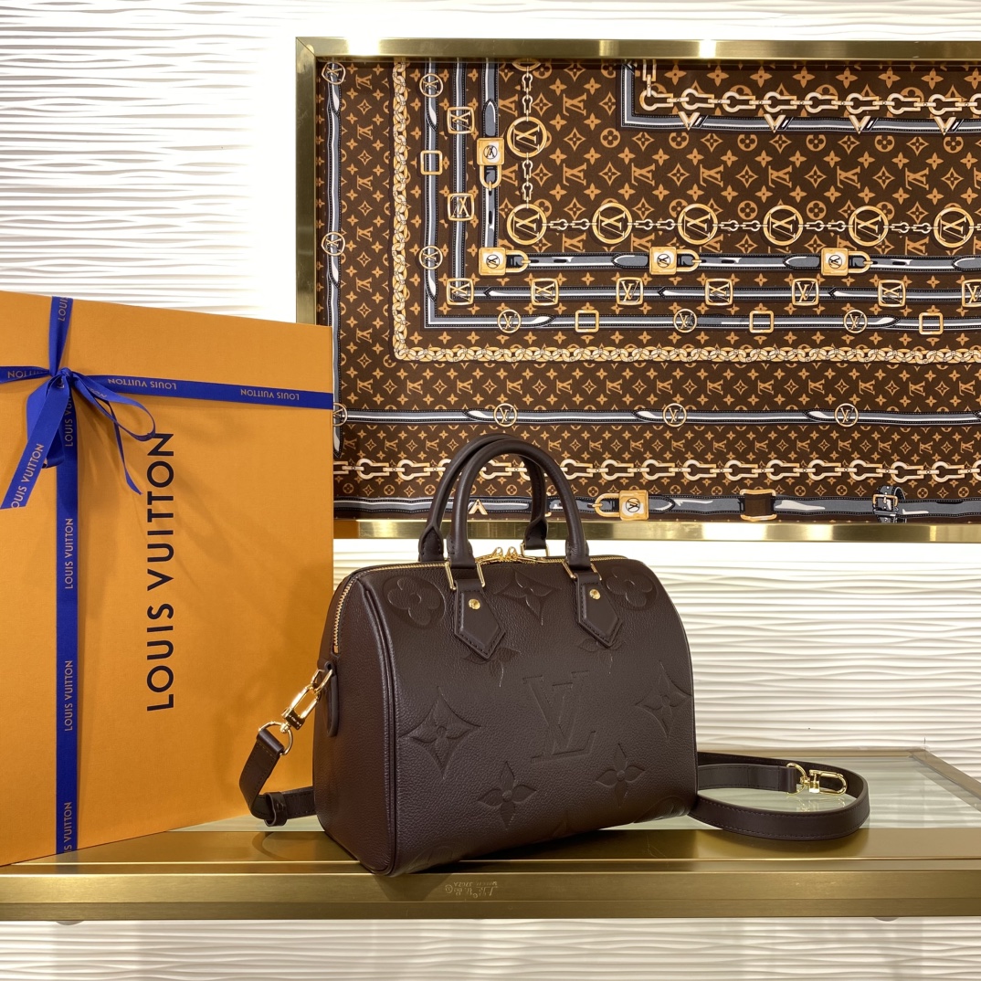 Louis Vuitton Speedy Bandouli re 25 Brown Monogram Empreinte 25 crossbody everyday