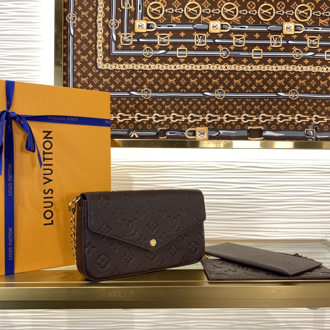 Louis Vuitton F licie Pochette Dark Brown Monogram Empreinte crossbody shoulder