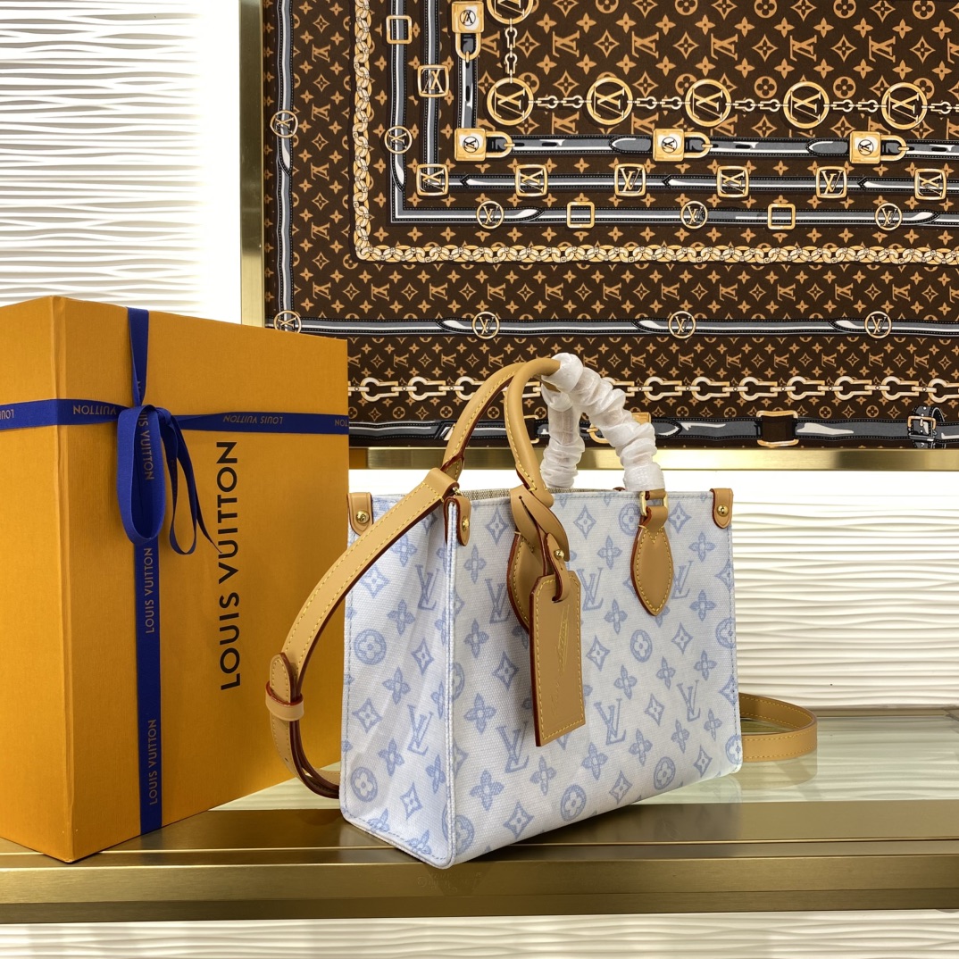 Louis Vuitton OnTheGo Blue White Monogram tote everyday