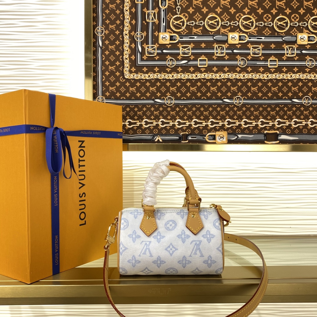 Louis Vuitton Nano Speedy White Blue Monogram nano crossbody everyday