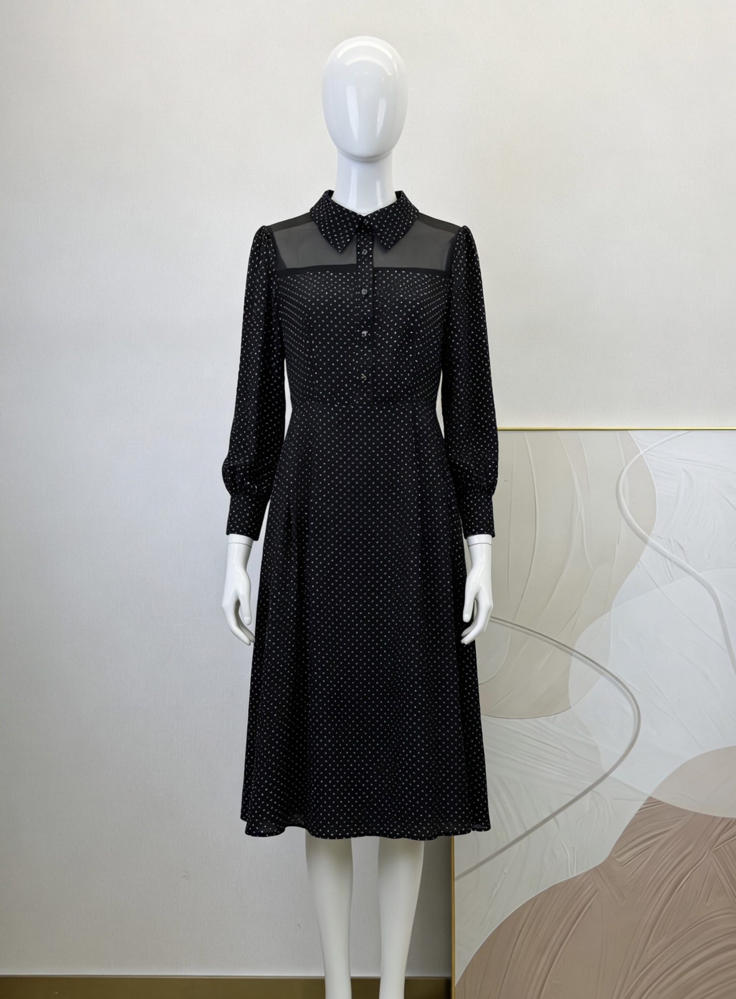 NO:932943,Clearance price, DI*R 2026 spring and summer new polka dot print dress, imported fabrics, classic lapel design, customized CD button molding, polka dot printing technology, waist reduction and vertical tailoring to modify the waist proportion, super good texture, ready stock!  Code number 36 38 40 42, special price, no return, no exchange, no free shipping, skirts,19860909清库价,DI*R 2026春夏新款波点印花连衣裙,进口面料,经典翻领设计,定制CD纽扣开模,波点印花工艺,收腰立裁修饰腰身比例,质感超好,现货！码数36 38 40 42,特价 不退不换不包邮,skirts,,Women's clothing
