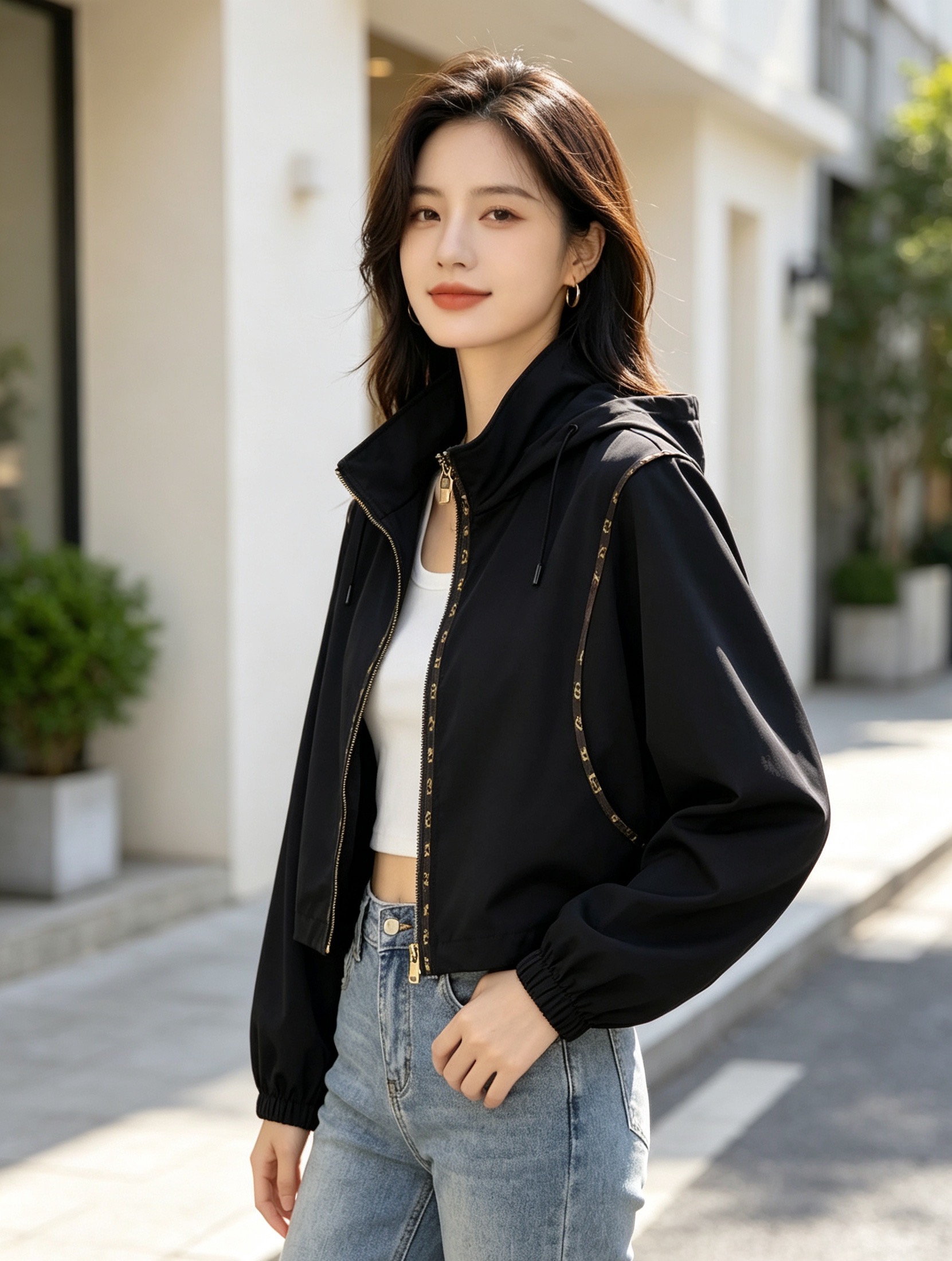 louis vuitton monogram accent hooded parka