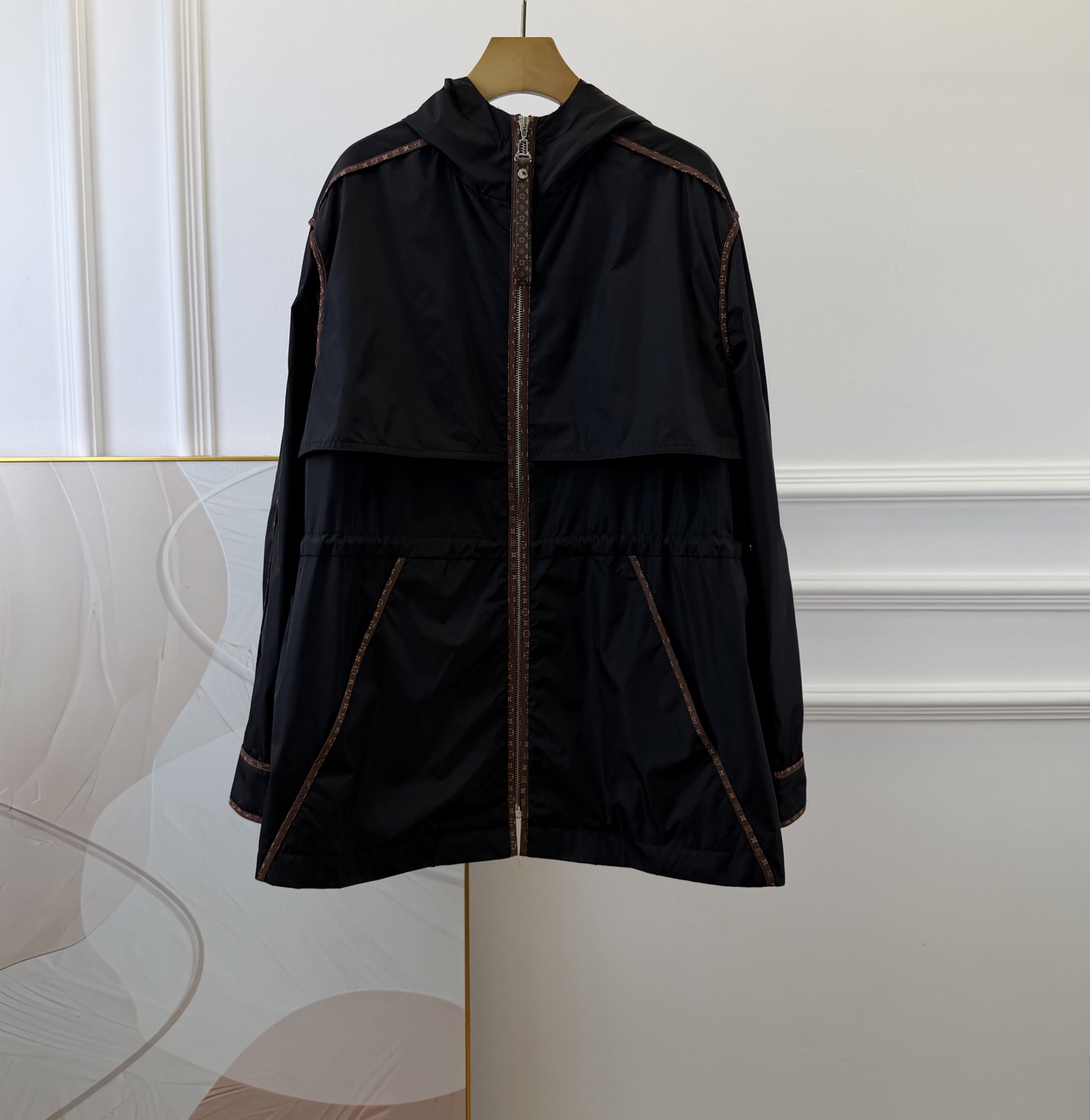 Louis Vuitton Black Monogram Trim Hooded Jacket