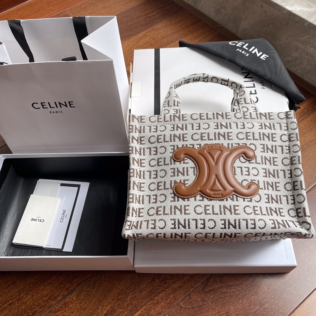 Celine Summer benefits69823s summer|CABAS THAIS small Arc de Triomphe striped fabric cowhide handbag
