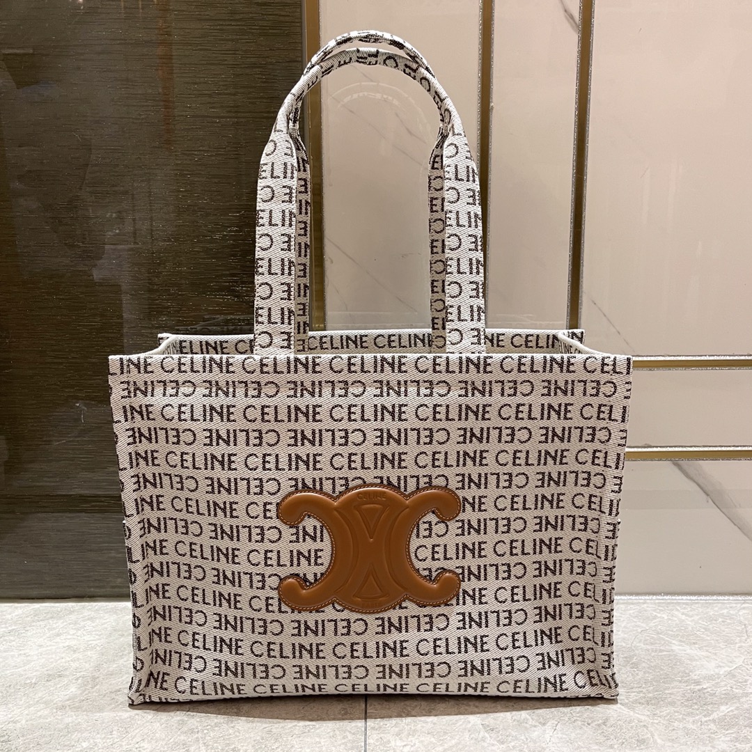 Summer feedback Flash sale 688CELINE 23s|Spring and summer new fabric cowhide Tote Cacbs