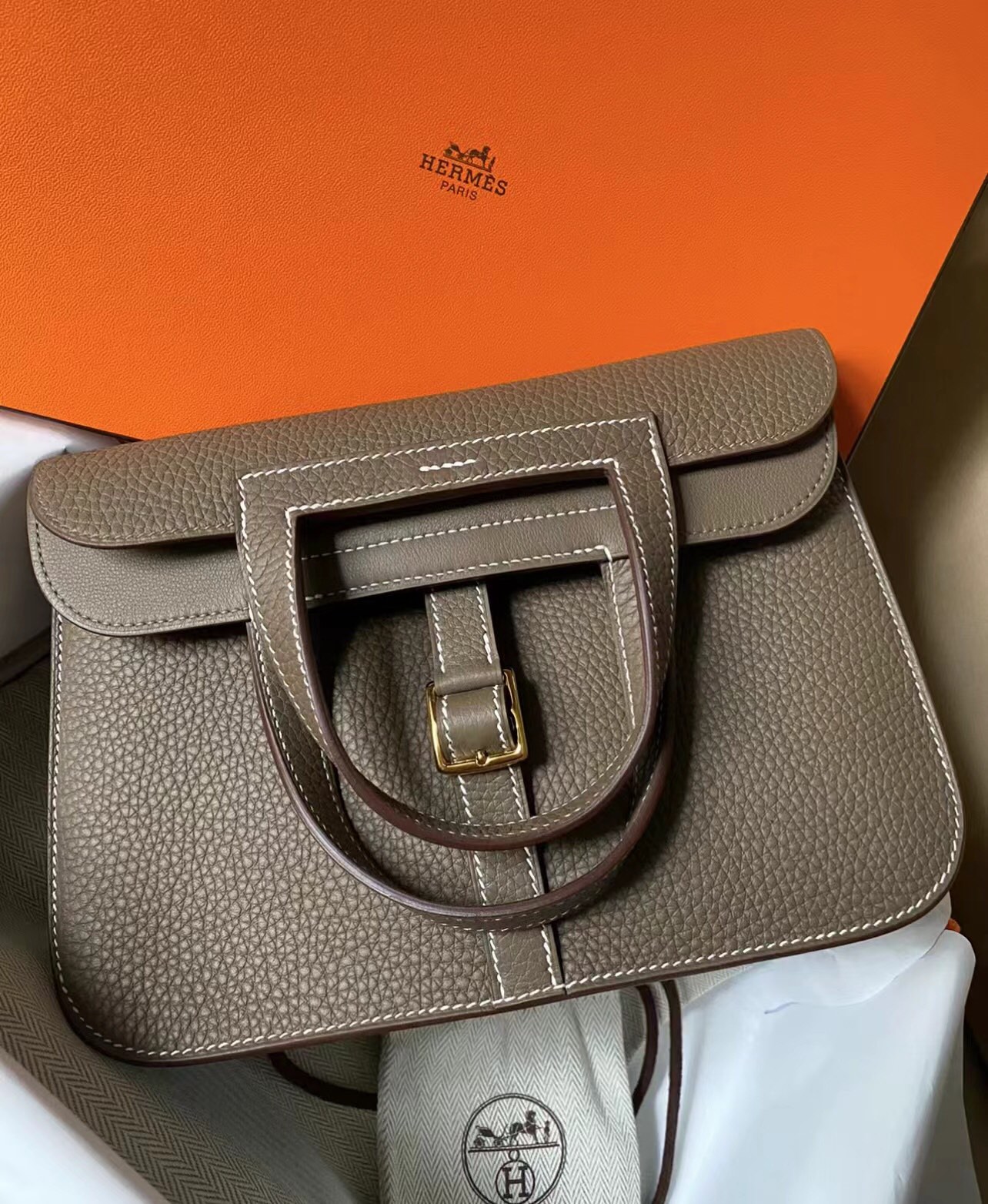 Hermès Elephant gray silver buckle