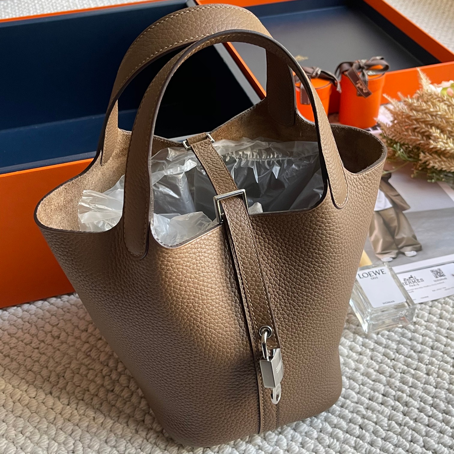 Hermès Summer benefits 850 Picotin 18 vegetable basket D0 Weimaraner RMC TC leather original inspection method silver buckle wax thread hand sewi