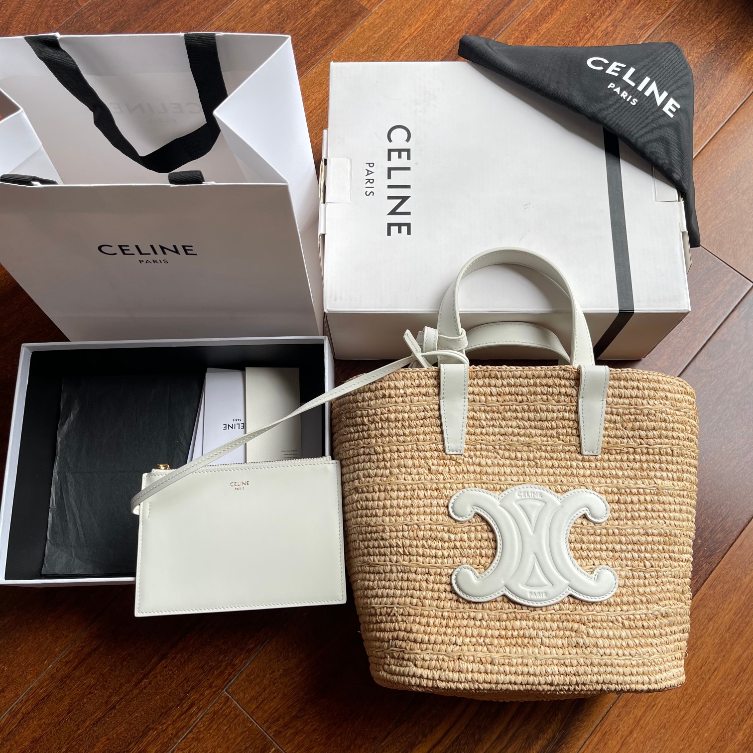 CELINE TEEN plant material and cow leather soft classic basket bag high-end handwoven bag