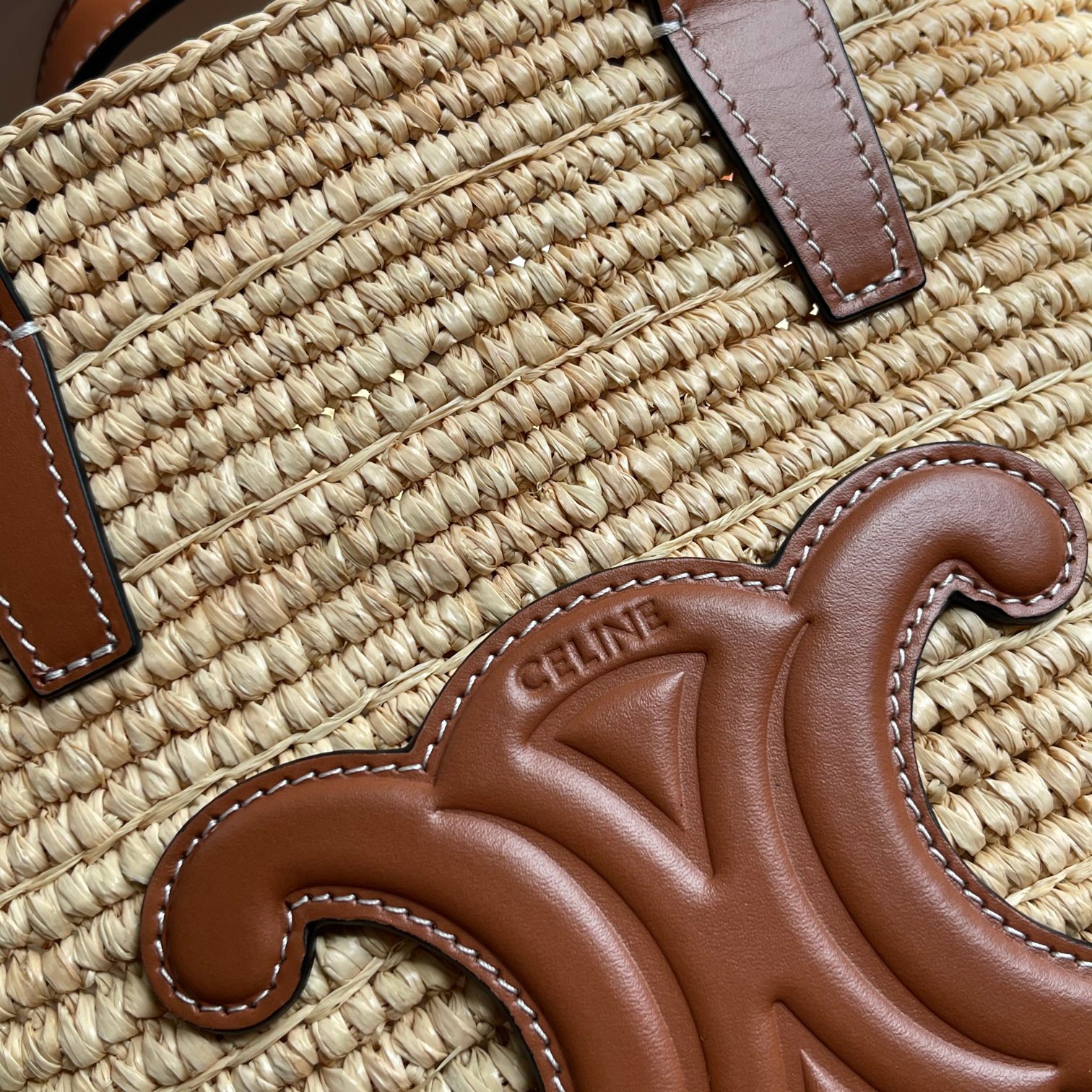 CELINE TEEN plant material and cow leather soft classic basket bag handwoven Xiaogui