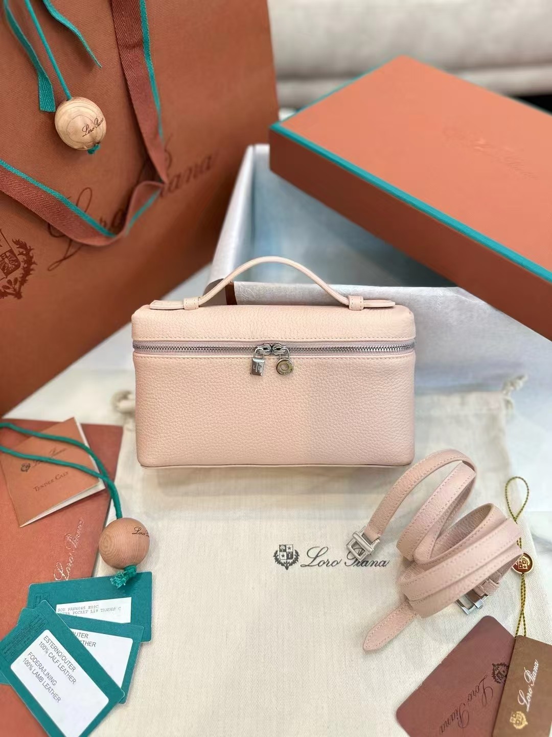 Loro Piana Taschen Umhängetaschen  & Schultertaschen Rosa Alle Stahl Kalbsleder Rindsleder